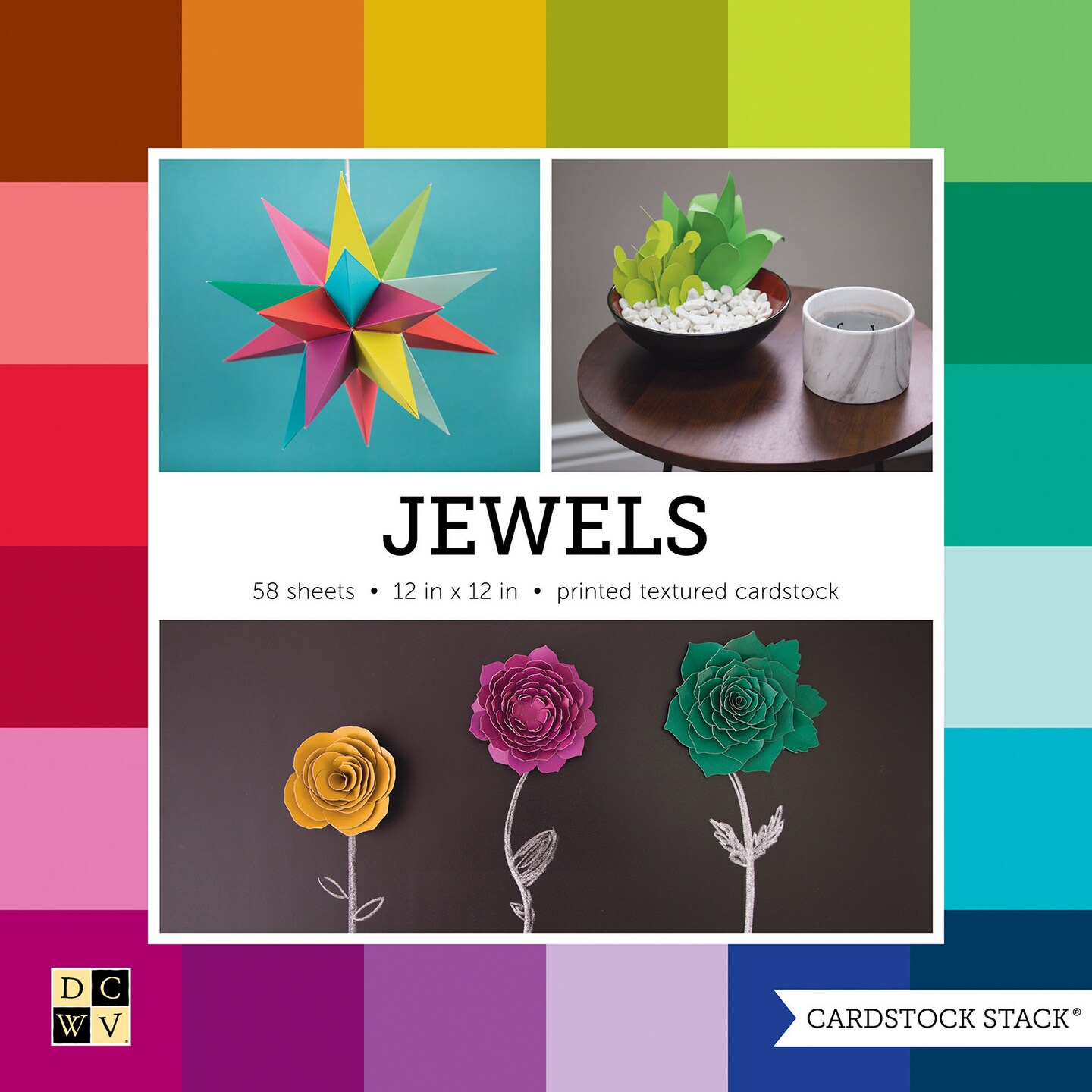 DCWV&#xAE;&#xFE0F; JEWEL PAPER STACK 12&#x22;X12&#x22; 58/PKG PS-016-00033 by American Crafts