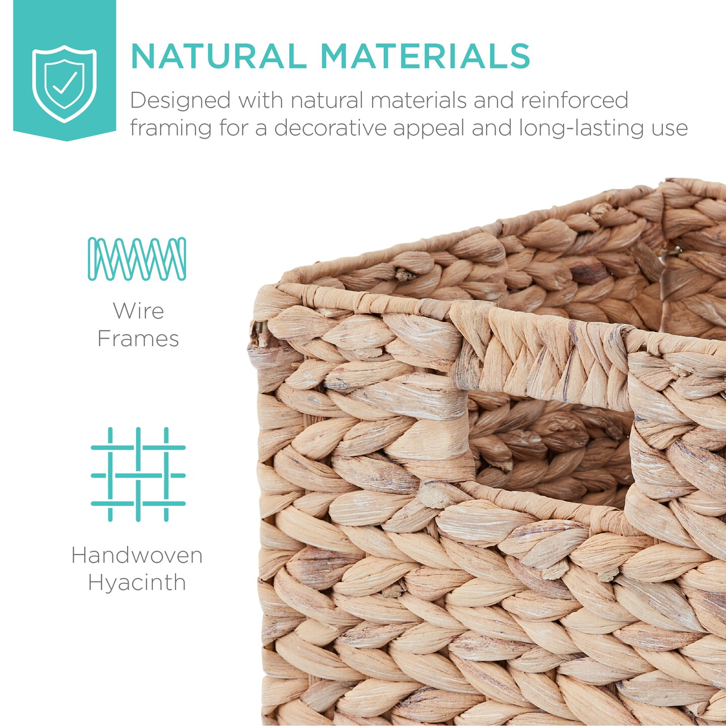 Best Choice Products 10.5x10.5in Hyacinth Storage Baskets, Set of 5 Multipurpose Collapsible Organizers