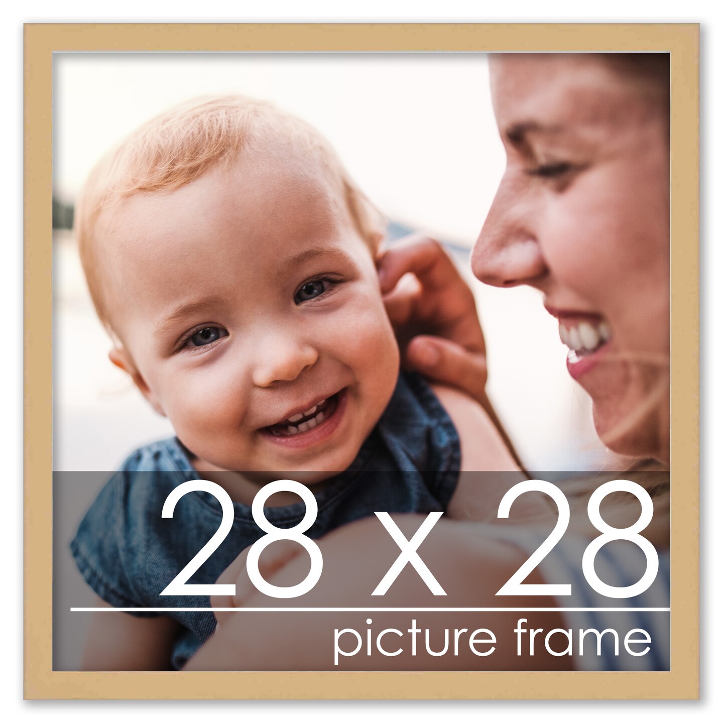 28x28 Solid Wood Picture Frame with UV-Resistant Acrylic & Acid-Free Backing, Available in 6 Finishes: Matte Black, Matte White, Metallic Bronze, Silver, Natural Wood Grain & Mahogany
