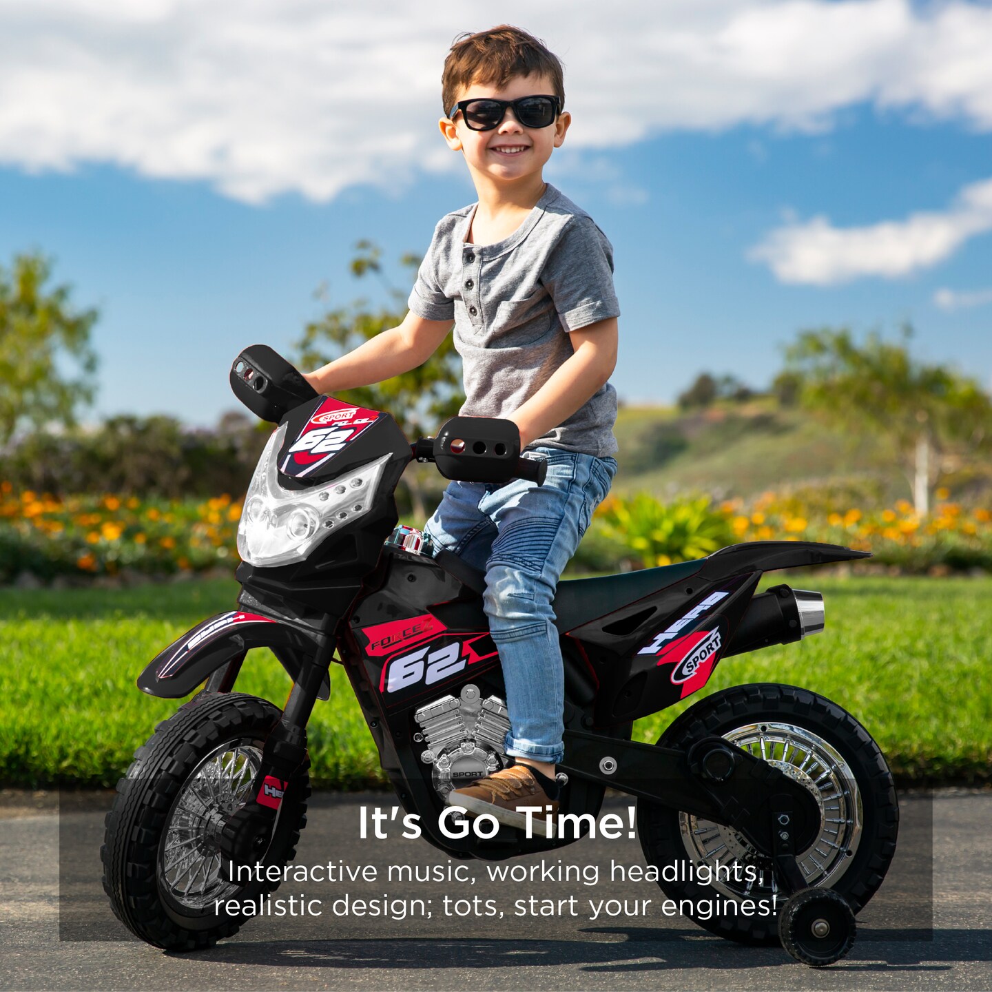 Best Choice Products 6V Kids Electric Battery Powered Ride On Motorcycle w Training Wheels Lights Music Michaels