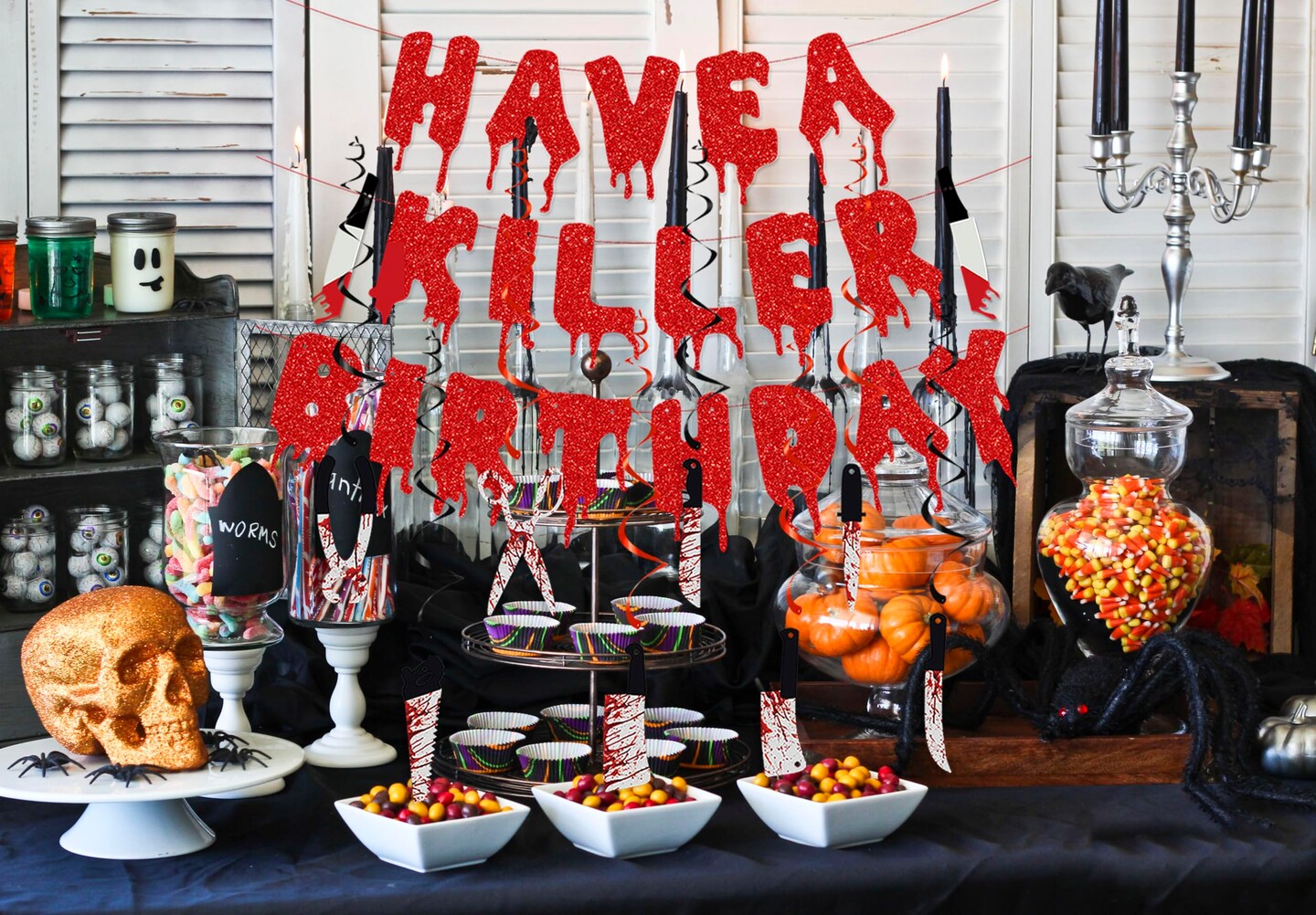 Halloween Horror Birthday Party Decorations, Halloween Bloody Horror Movie Birthday Party Decorations, Halloween Zombie Vampire Party Decorations