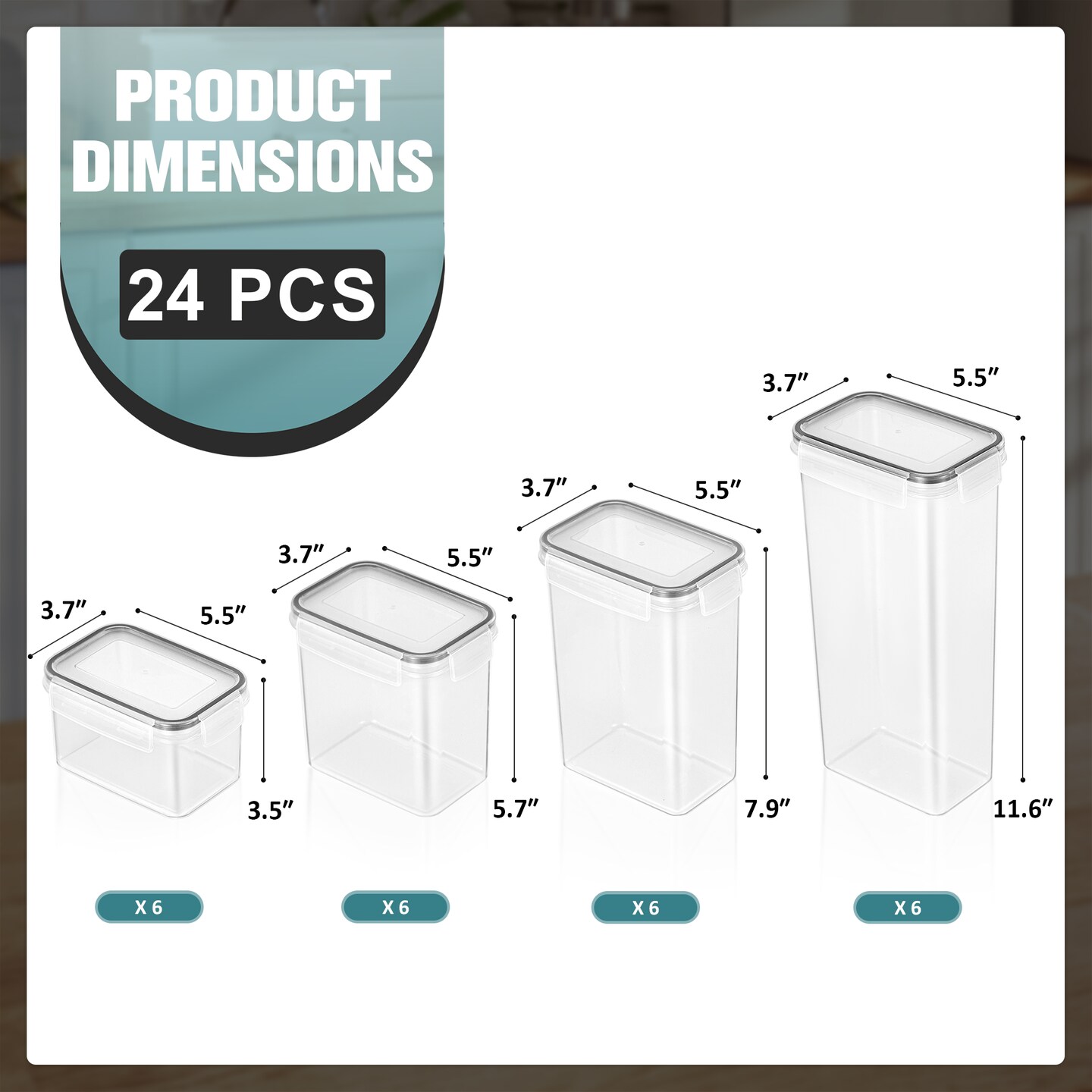 Sorbus 24 Pack Airtight Food Storage Containers, Labels, Marker &#x26; Measuring Spoons - Functional Dry Food Organizers