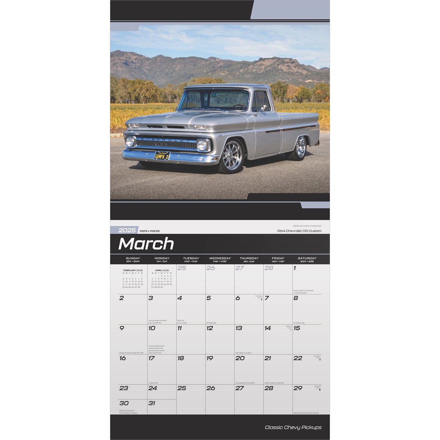 Classic Chevy Pickups OFFICIAL | 2025 12 x 24 Inch Monthly Square Wall Calendar | Foil Stamped Cover | Plastic-Free | BrownTrout | Chevrolet Motor Truck