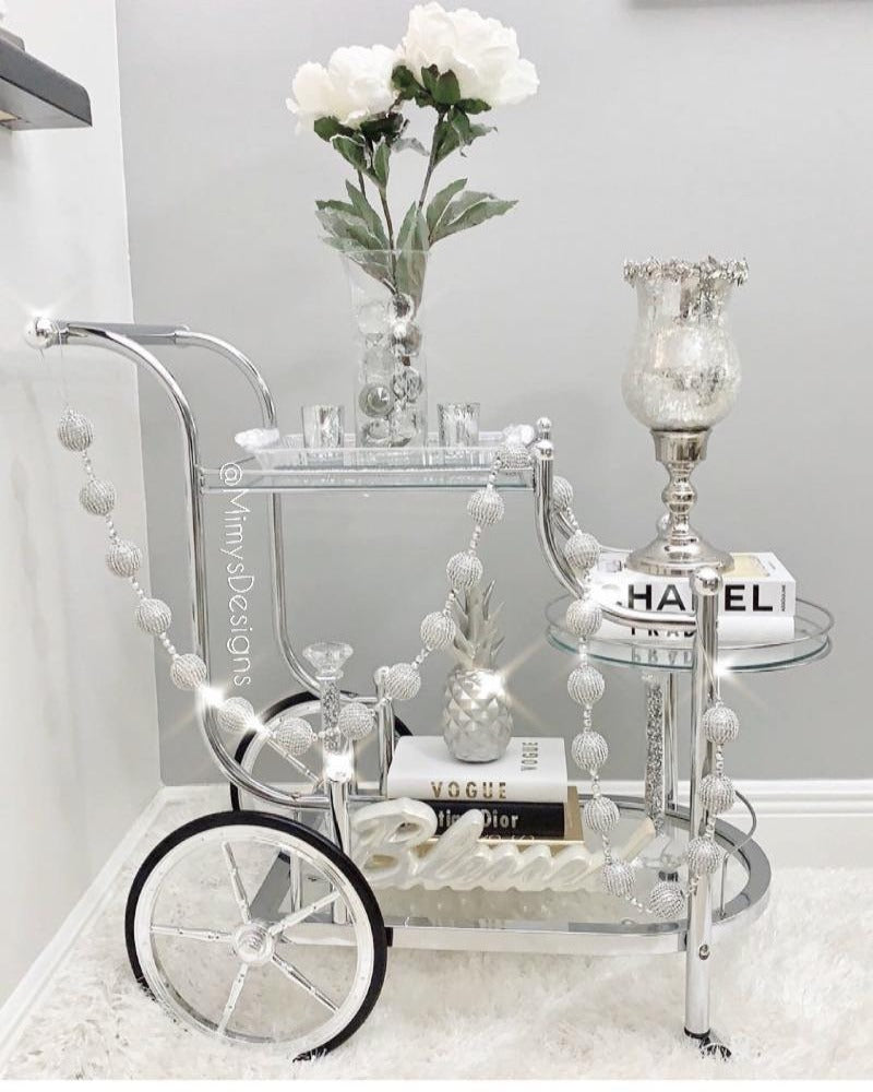 Isabella Silver Serving Bar Cart