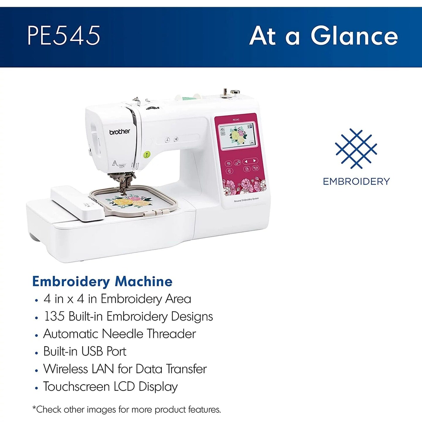 Brother PE545 Embroidery Machine with 4&#x22; x 4&#x22; Hoop &#x26; Accessories