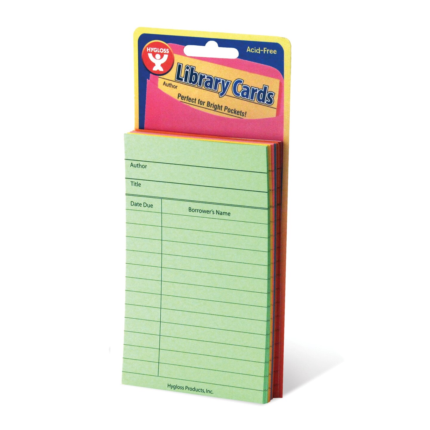 Bright Library Cards, Assorted Colors, Pack of 50