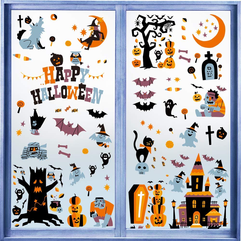 10 Sheets Halloween Window Stickers&#xFF0C; Halloween Window Clings Decals for Halloween Party Decoration Glass Windom Indoor and Outdoor Home Decor