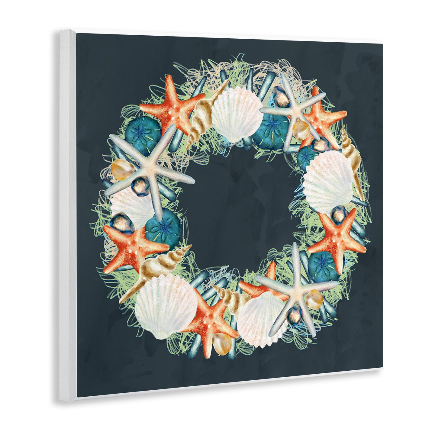 Stupell Industries Starfish and Nautical Seashell Wreath Wall Plaque Art