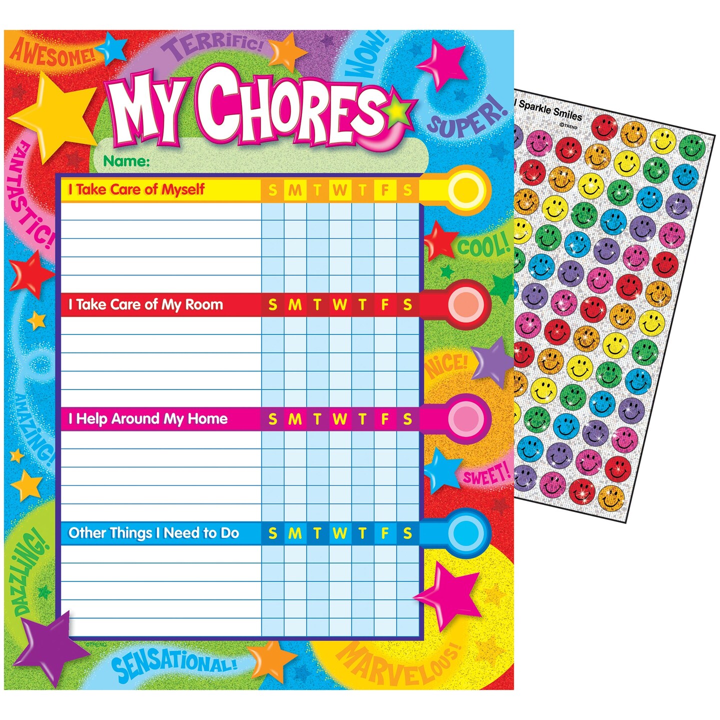 Praise Words &#x27;n Stars Chore Charts, pad of 25