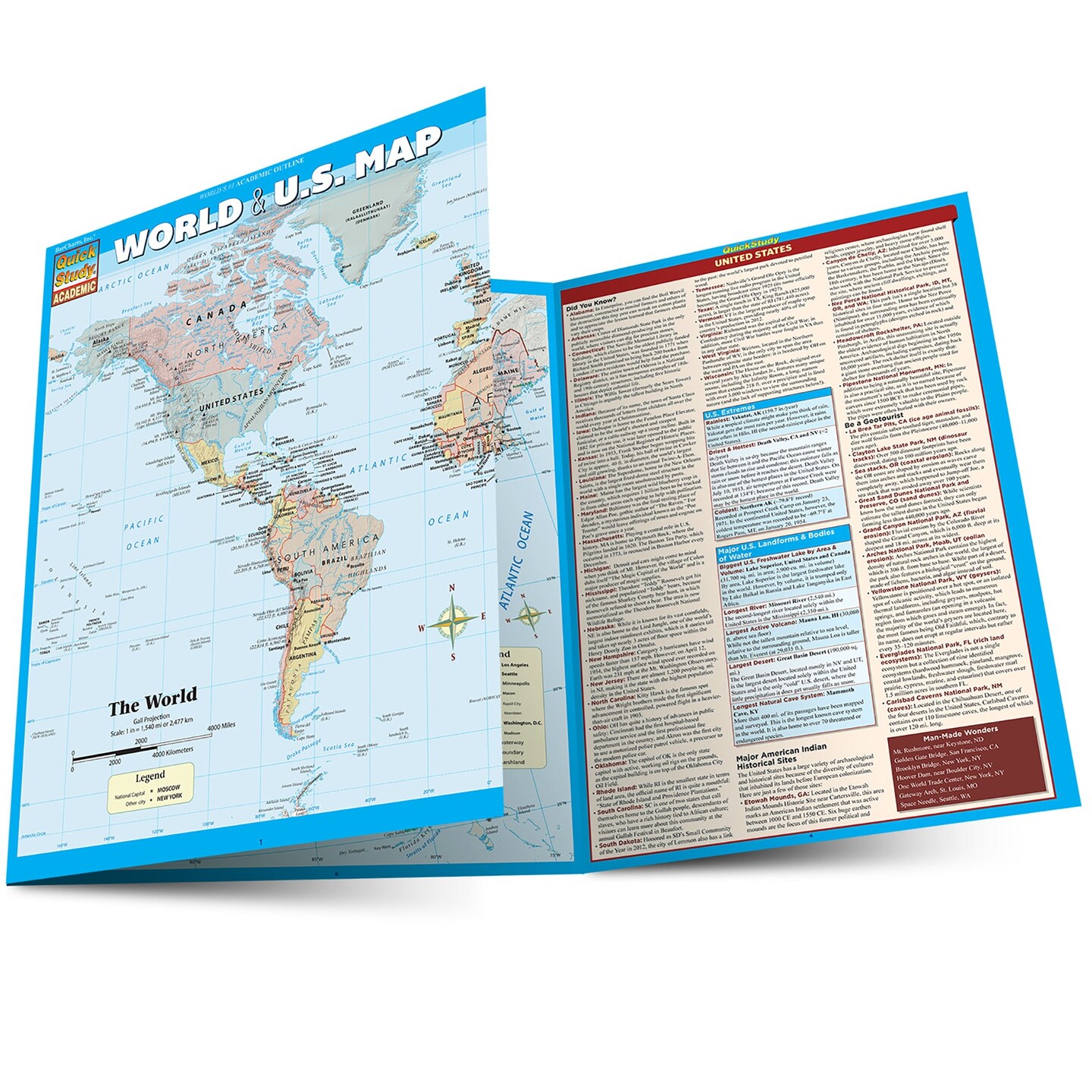 World &#x26; U.S. Map Laminated Reference Guide
