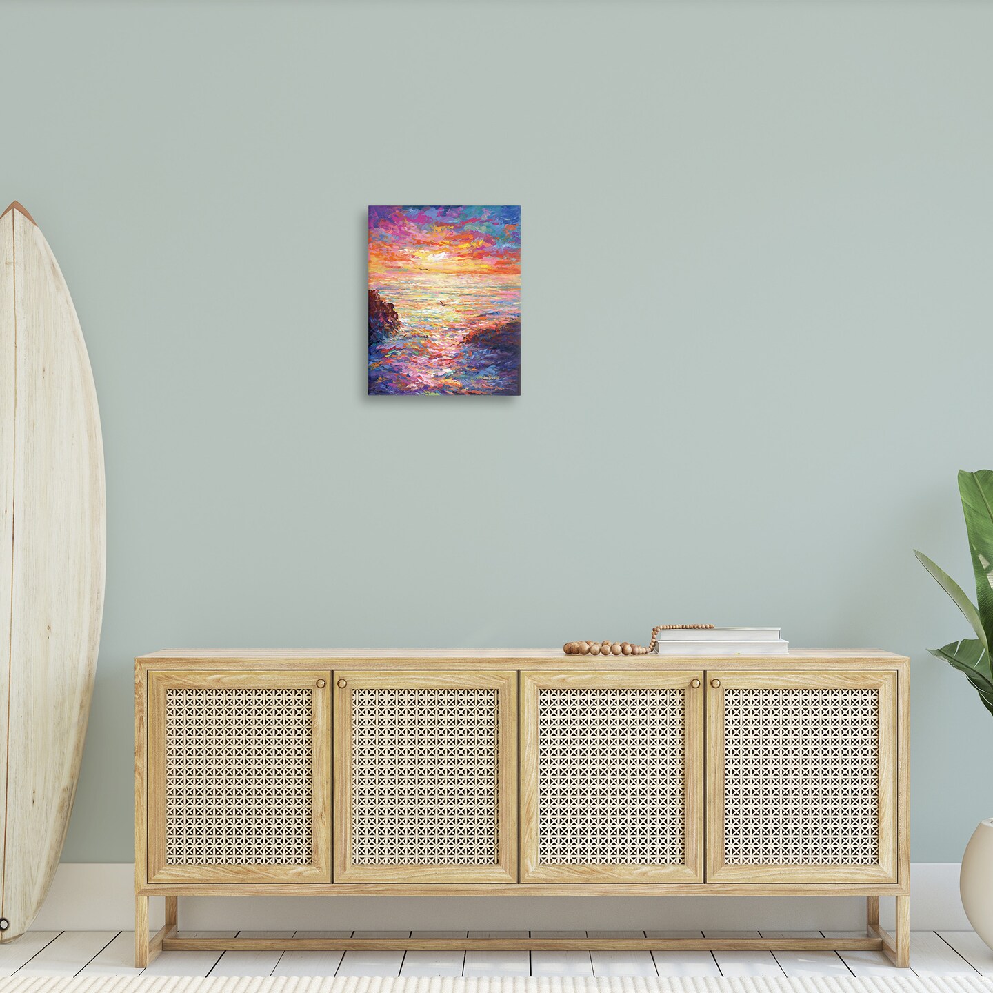 Stupell Industries Vibrant Abstract Ocean Sunset Canvas Wall Art