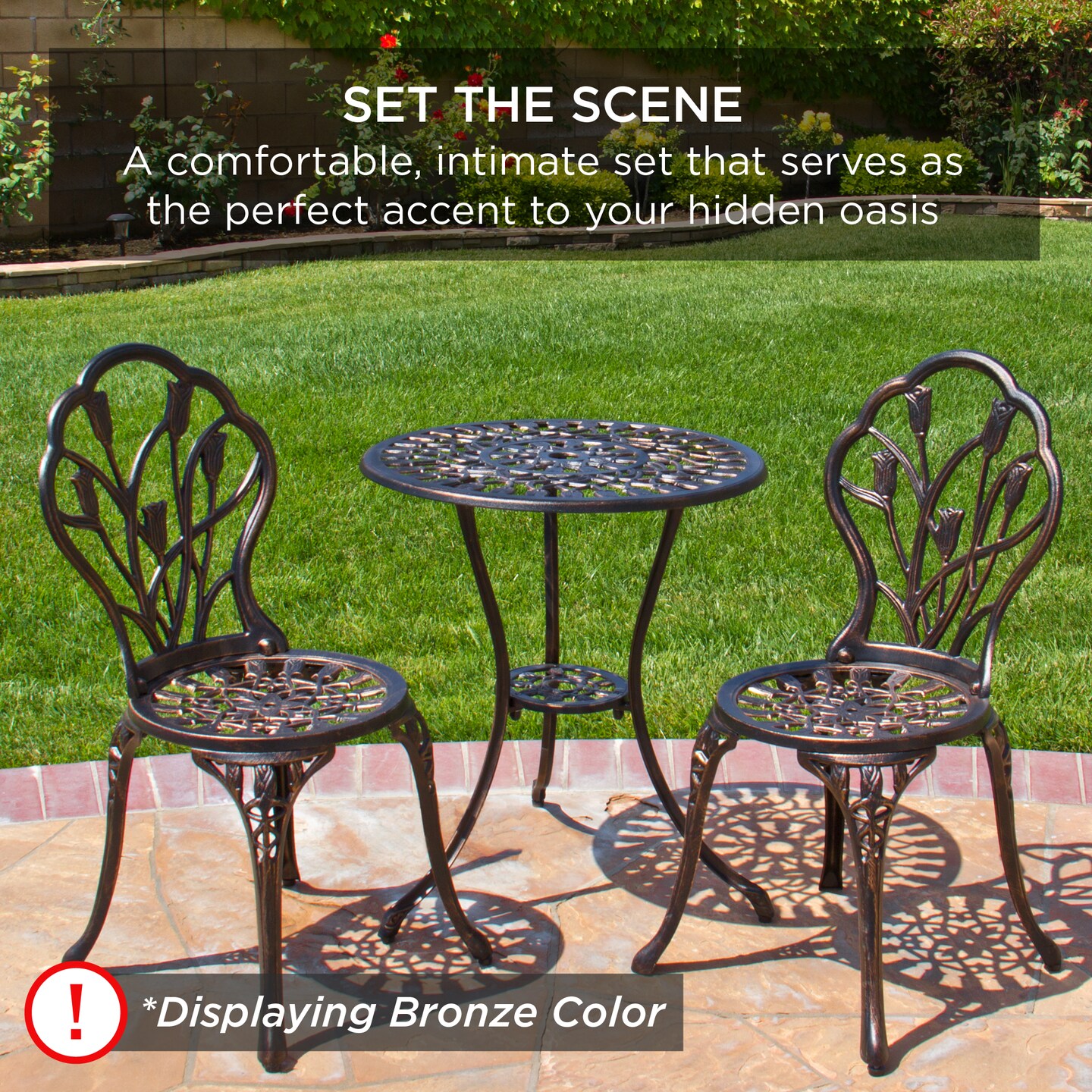 Best Choice Products 3-Piece Cast Aluminum Patio Bistro Furniture Set w/ Antique Finish