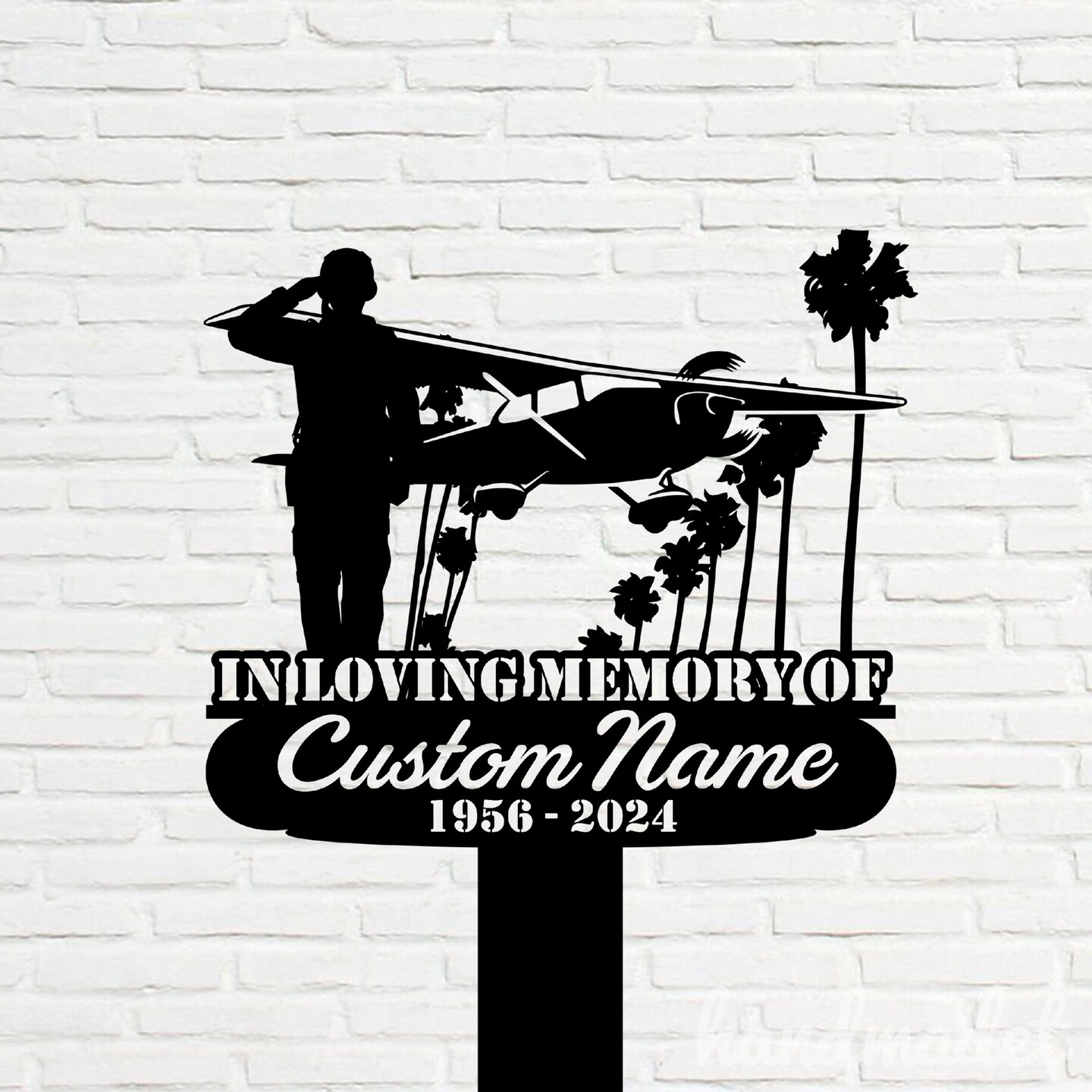 Custom Pilot Memorial Stake, Aviator Metal Stake, Personalized Pilot Outdoor Stake, Pilot Yard Stake, Pilot Memorial Plaque, Gifts For Pilot product 7