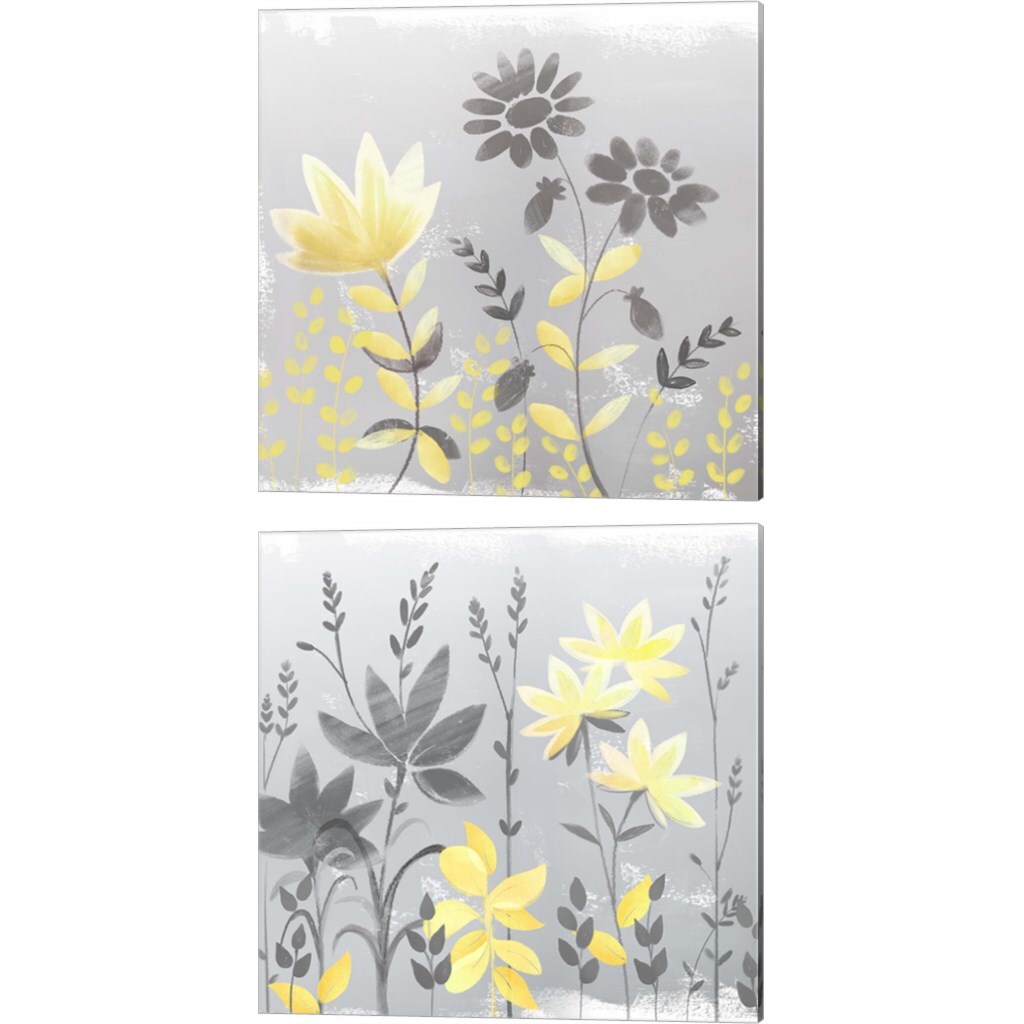 Soft Nature Yellow &#x26; Grey by Northern Lights 14&#x22; x 14&#x22; Canvas Wall Art (Set of 2)