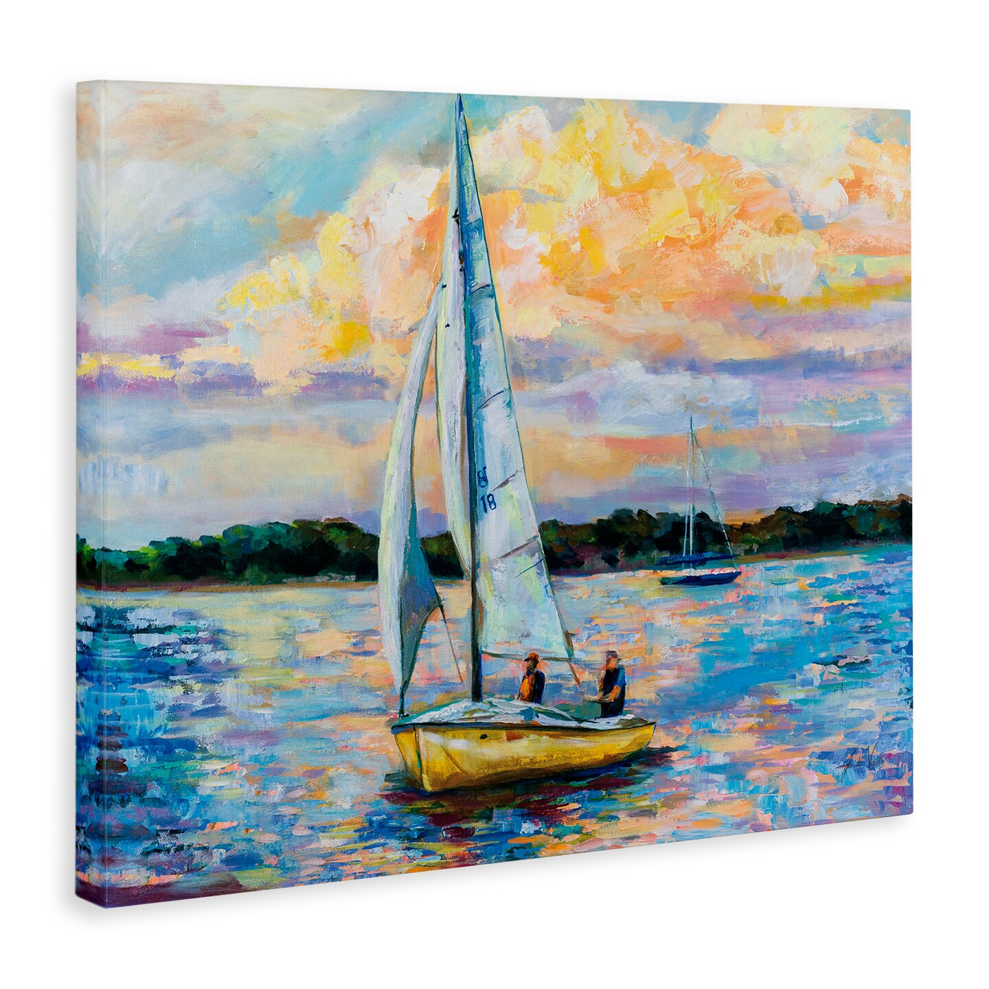 Stupell Industries Vivid Nautical Sailboat Landscape Canvas Wall Art