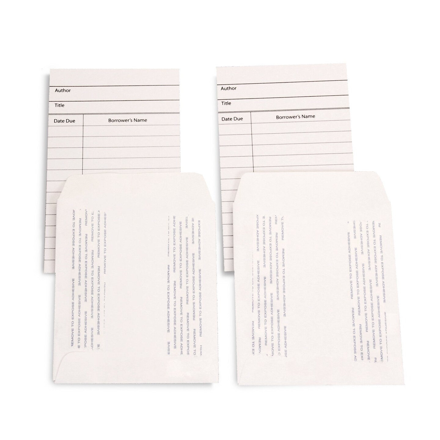 Library Cards &#x26; Self-Adhesive Pockets Combo, White, 30 Each/60 Pieces
