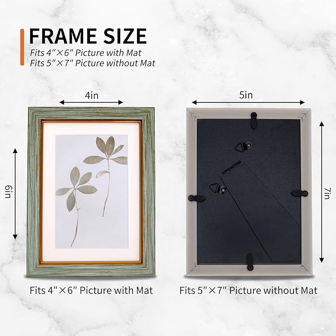 Set of 5 Vintage Photo Frames with Tempered Glass, suitable for wall and tabletop decoration.