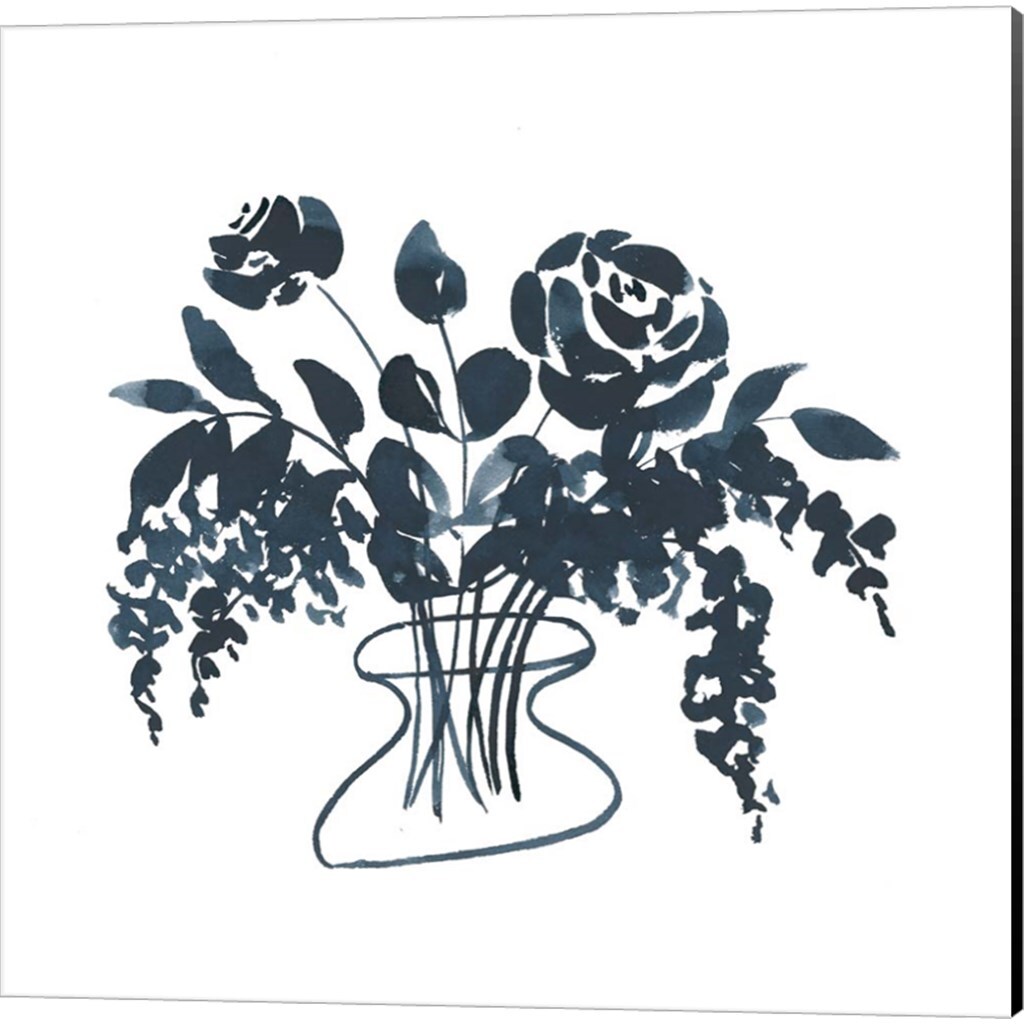 Indigo Floral Study by Lucille Price 14&#x22; x 14&#x22; Canvas Wall Art (Set of 2)