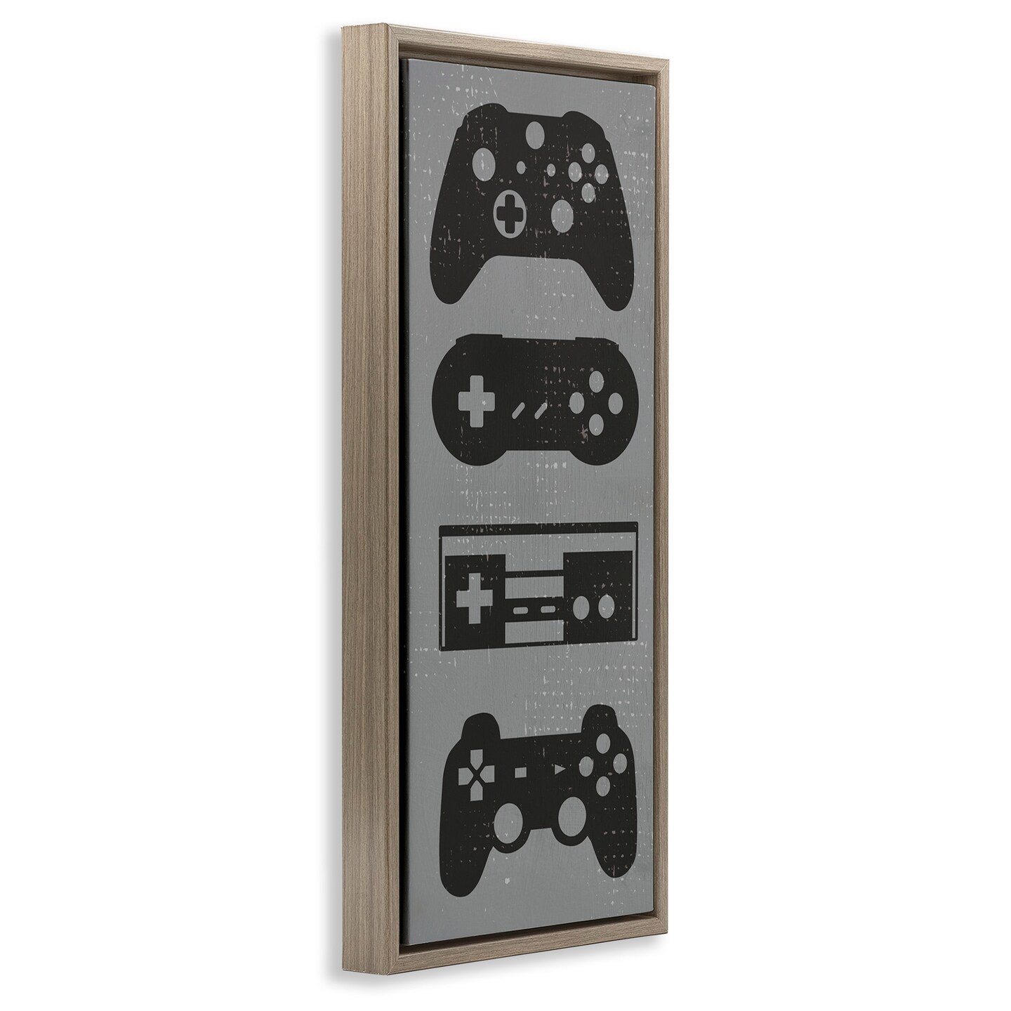 Stupell Industries Vintage Video Game Controllers Framed Floater Canvas Wall Art