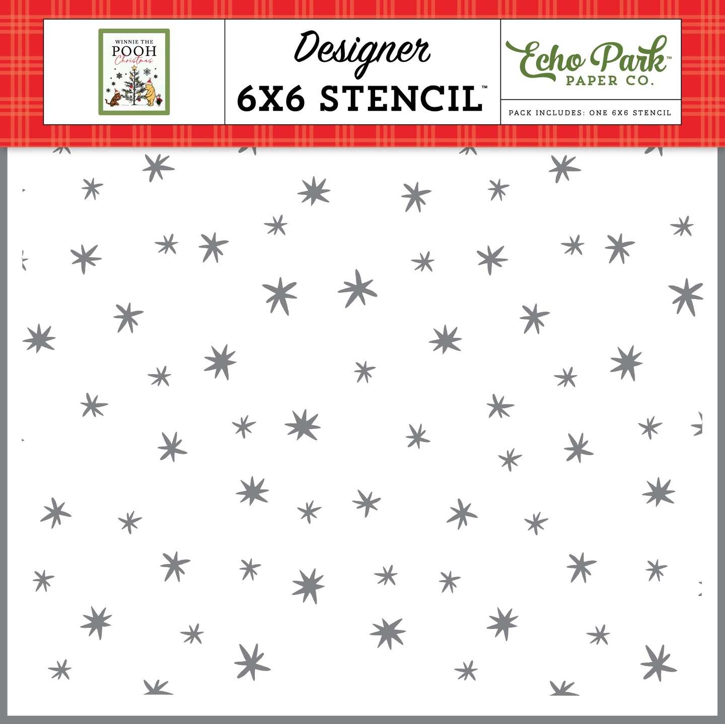 Winnie The Pooh Christmas Stencil 6&#x22;X6&#x22;-Spending Time With You Stars