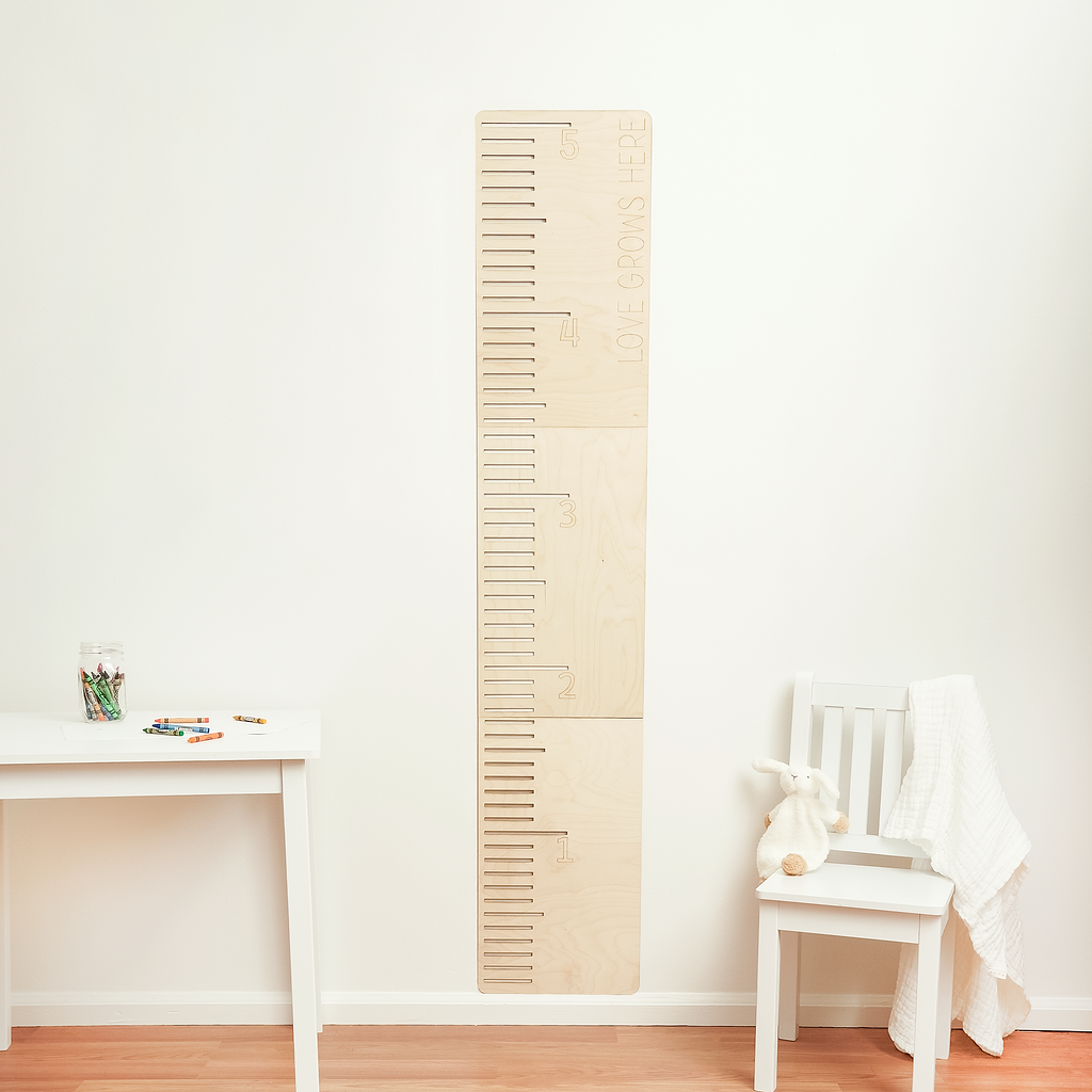 Wooden Growth Chart 5 ft, Height Wall Ruler for Kids Nursery Decor | Woodpeckers