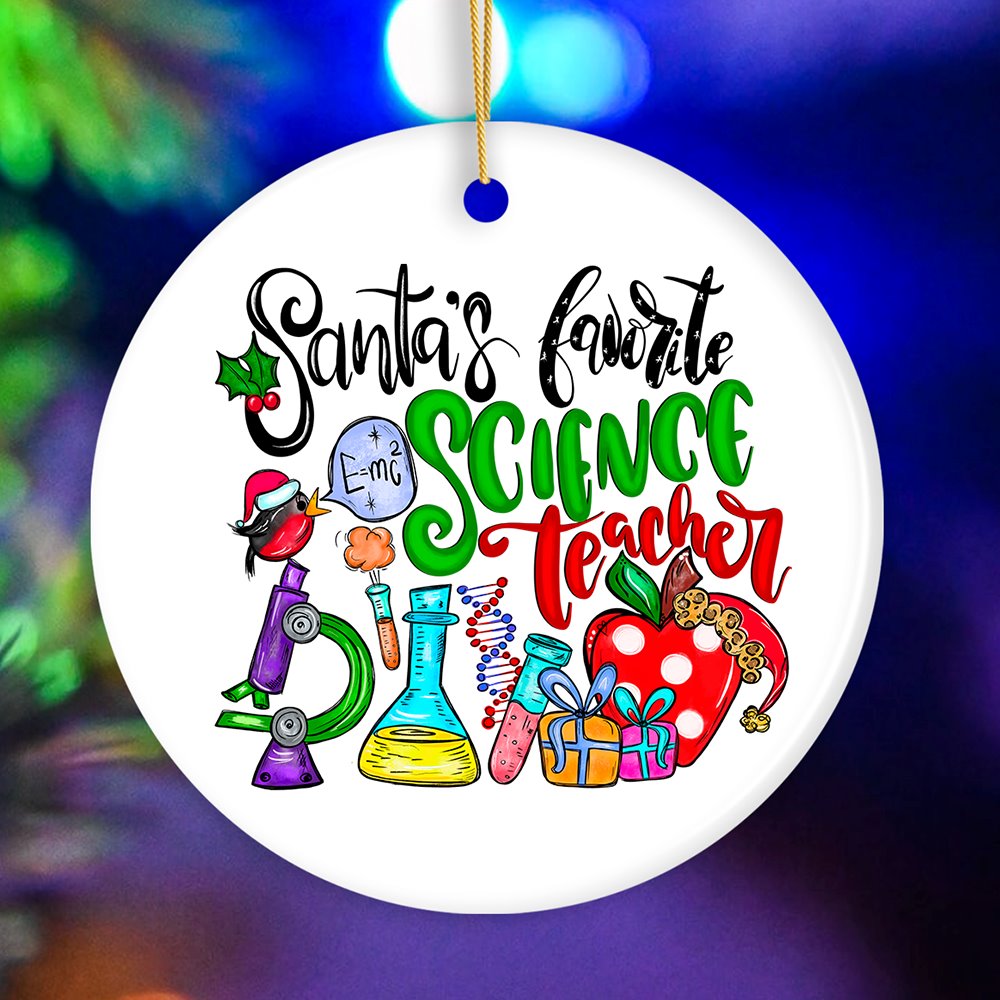 Santa’s Favorite Science Teacher Christmas Ornament, Chemistry, Physics and Biology