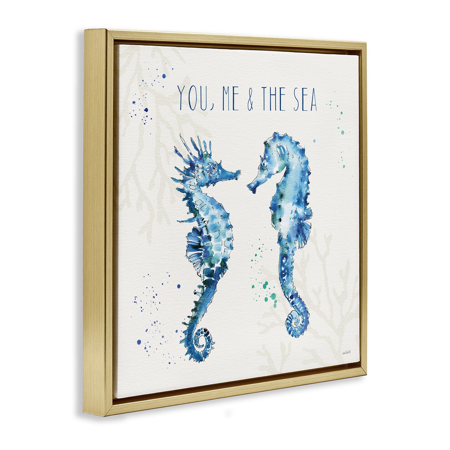 Stupell Industries You Me & Sea Quote Seahorse Framed Floater Canvas Wall Art