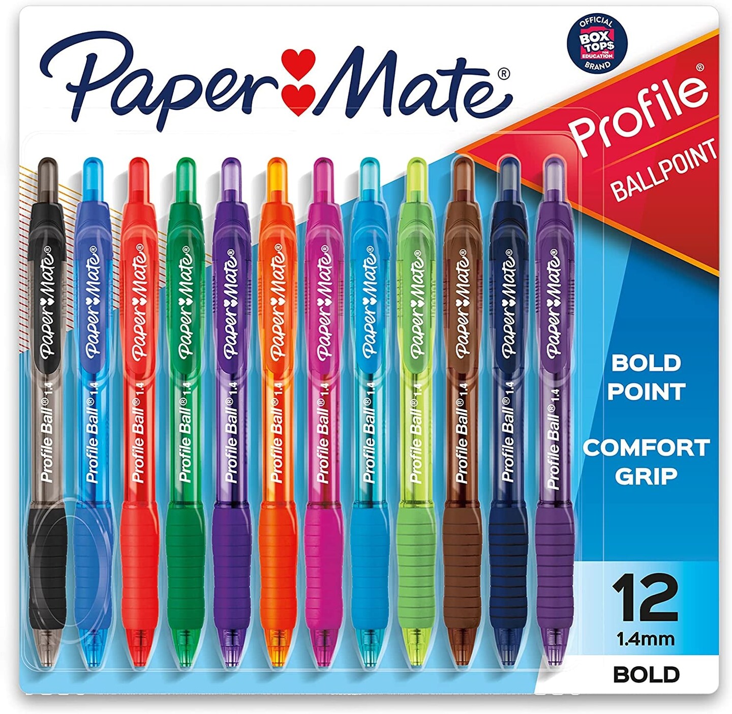 Profile Retractable Ballpoint Pens, Bold (1.4Mm), Assorted Colors