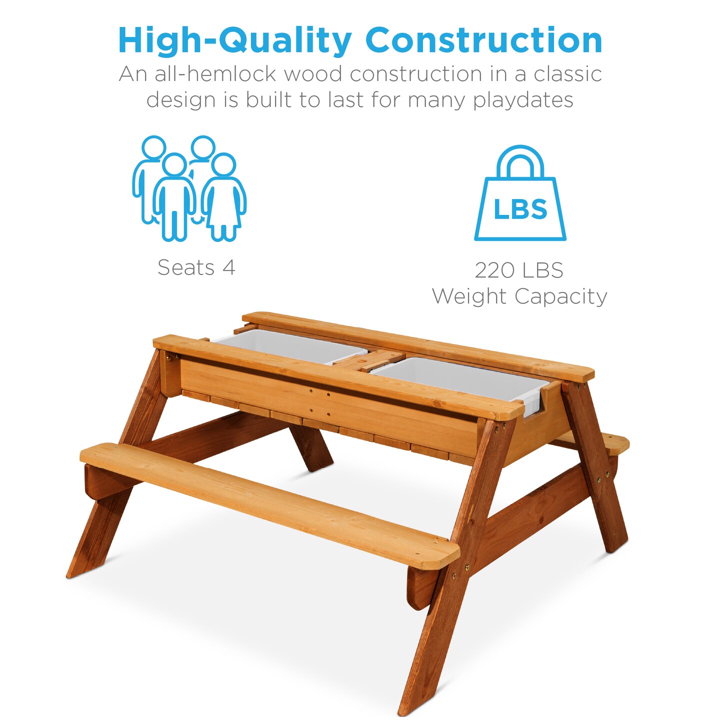 Best Choice Products Kids 3-in-1 Outdoor Convertible Activity Sand &#x26; Water Picnic Table w/ Umbrella