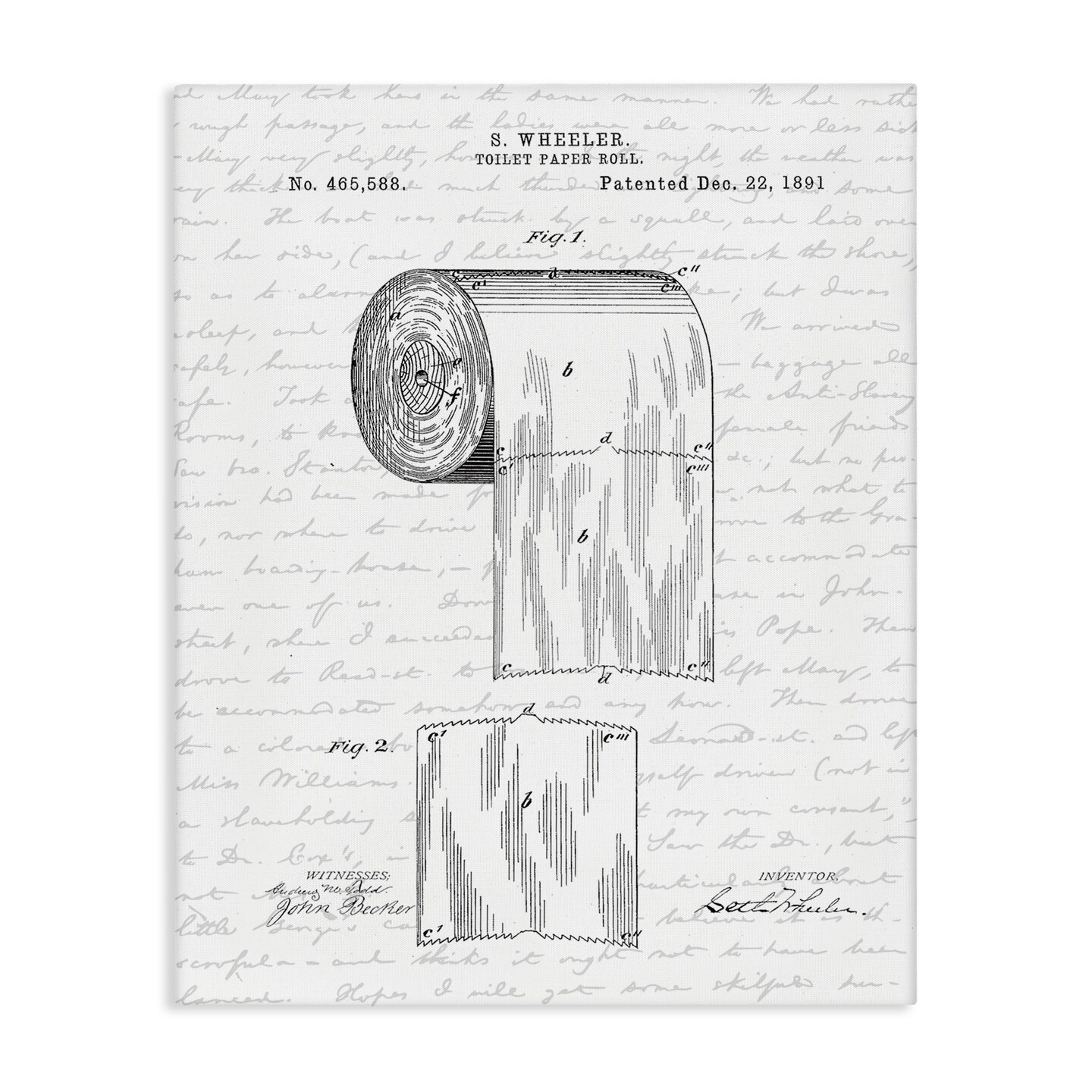 Stupell Industries Vintage Toilet Paper Roll Patent Canvas Wall Art