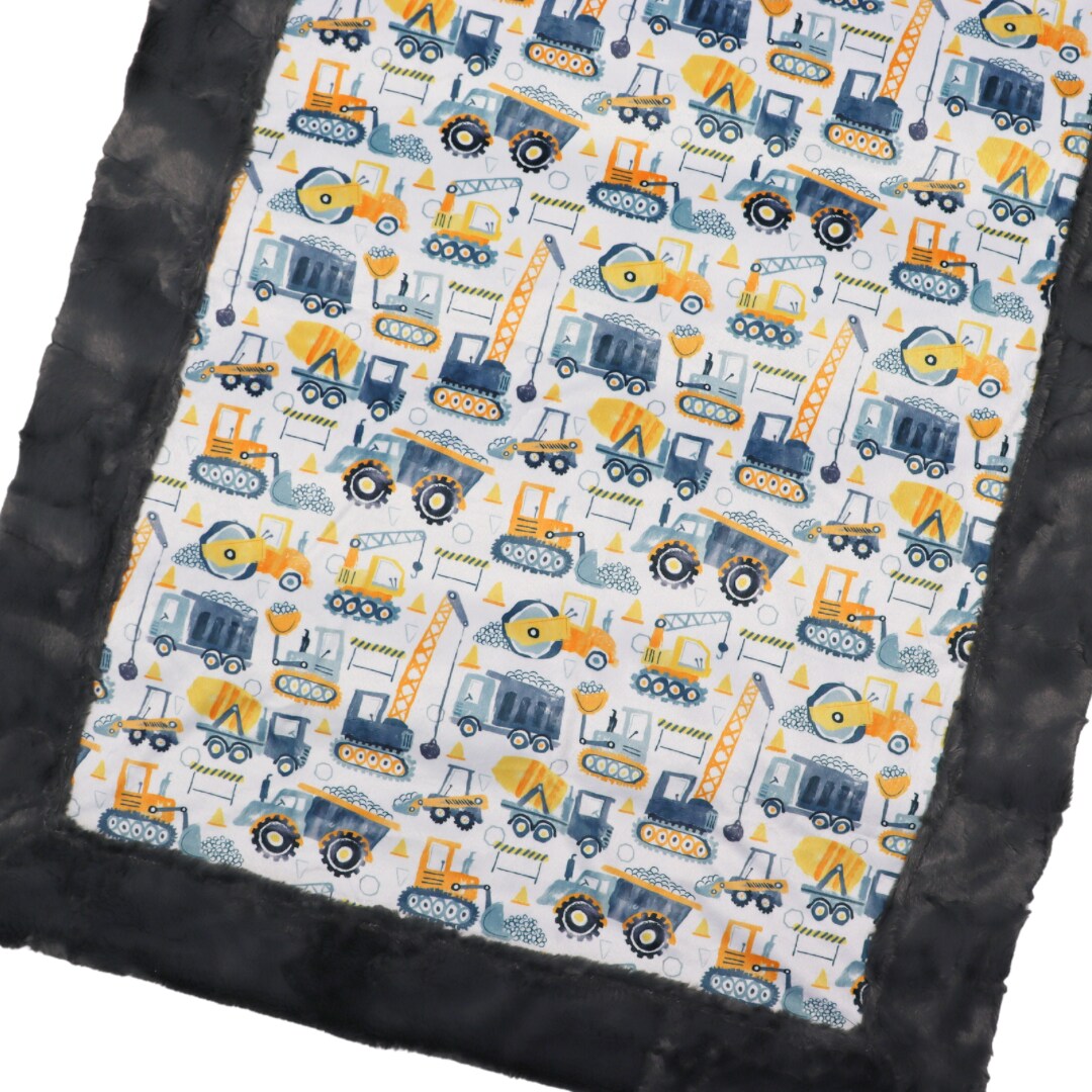 Construction Trucks on Blue Toddler Minky outlet Throw