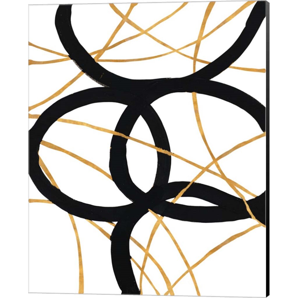 Black and Gold Stroke by Megan Morris 12" x 15" Canvas Wall Art (Set of 2)