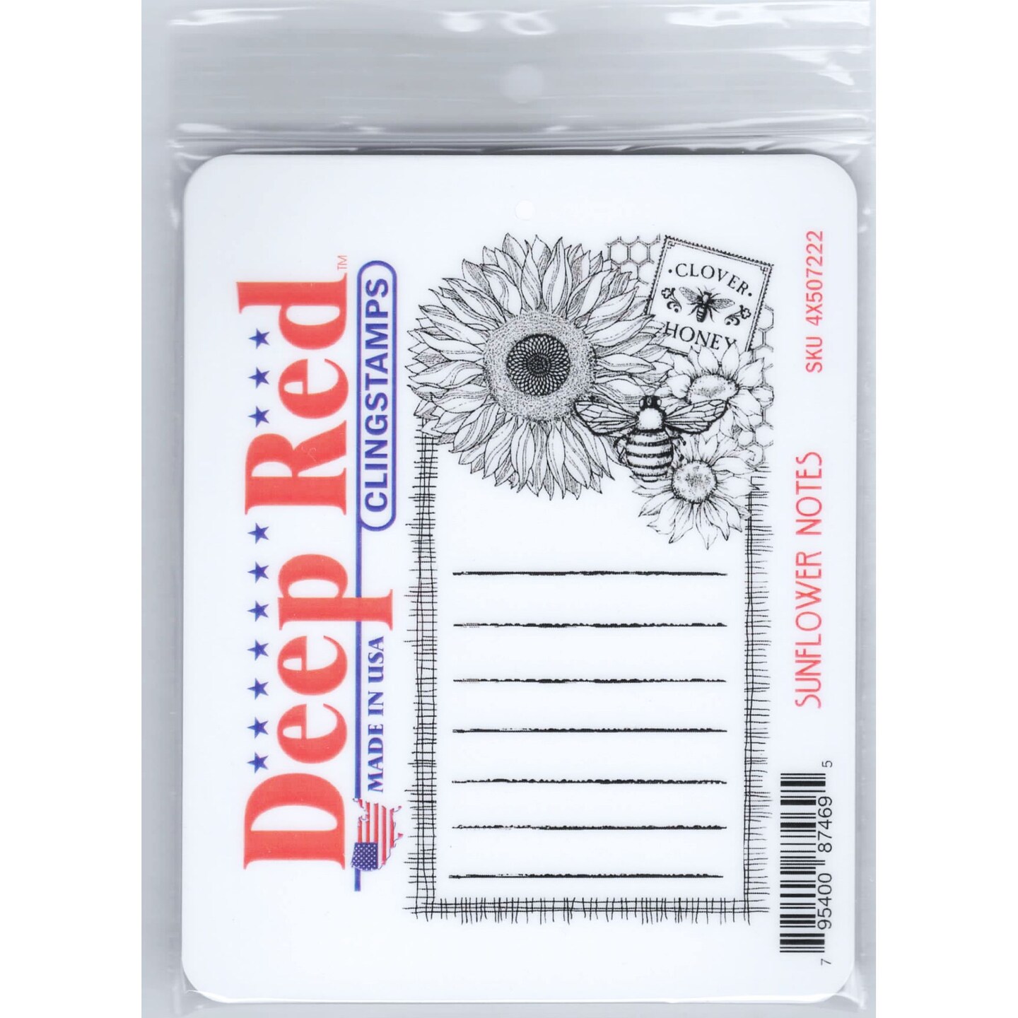 Deep Red Stamps Sunflower Notes Rubber Cling Stamp