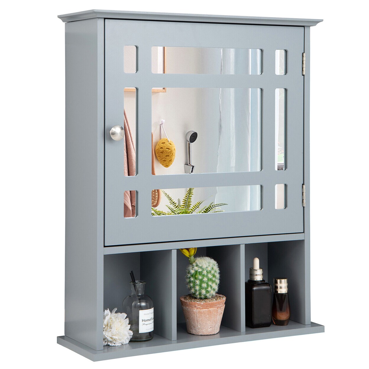 Mirrored Medicine Cabinet Bathroom Wall Mounted Storage W/Adjustable Shelf