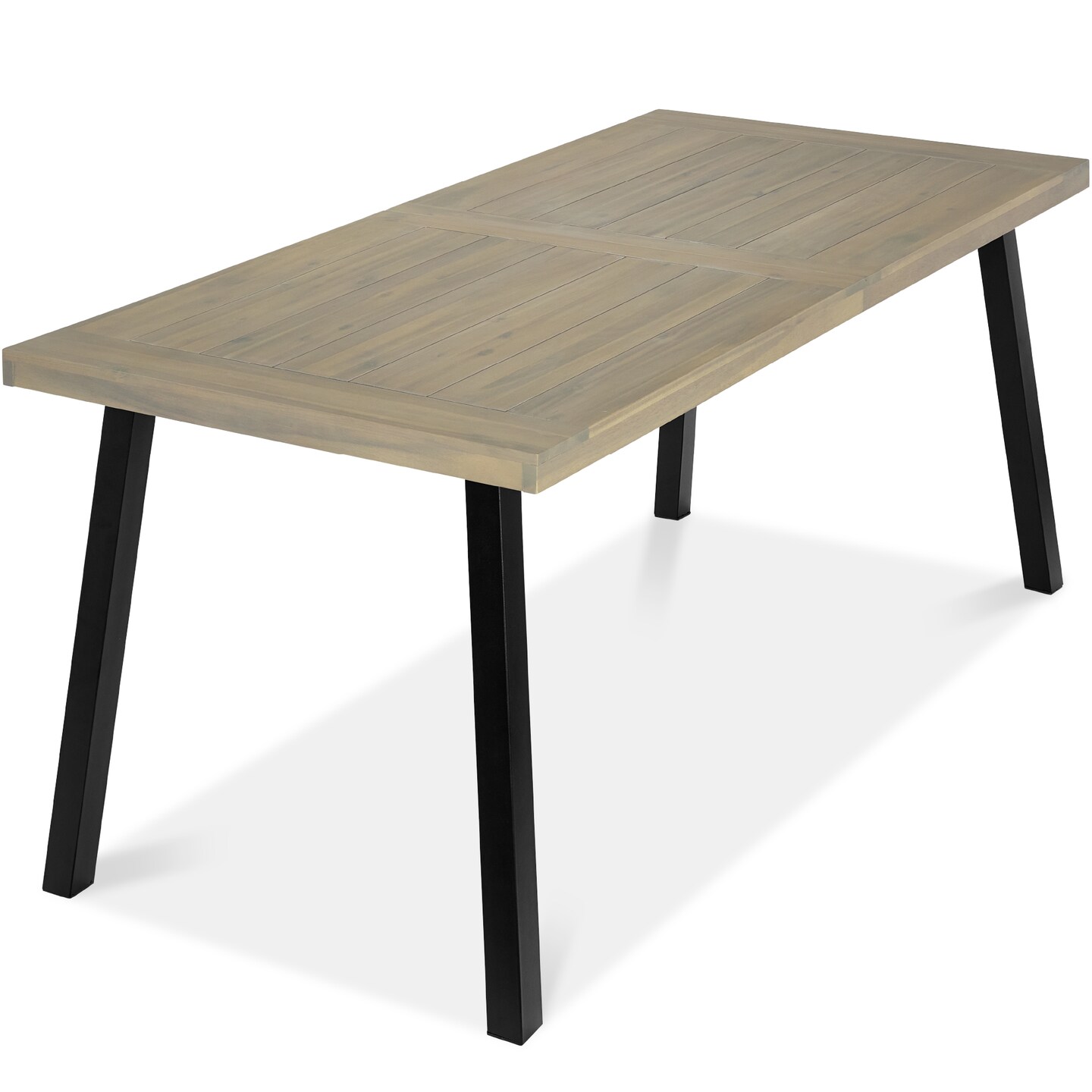 Best Choice Products 6-Person Indoor Outdoor Patio Rustic Acacia Wood Picnic Dining Table w/ Metal Legs