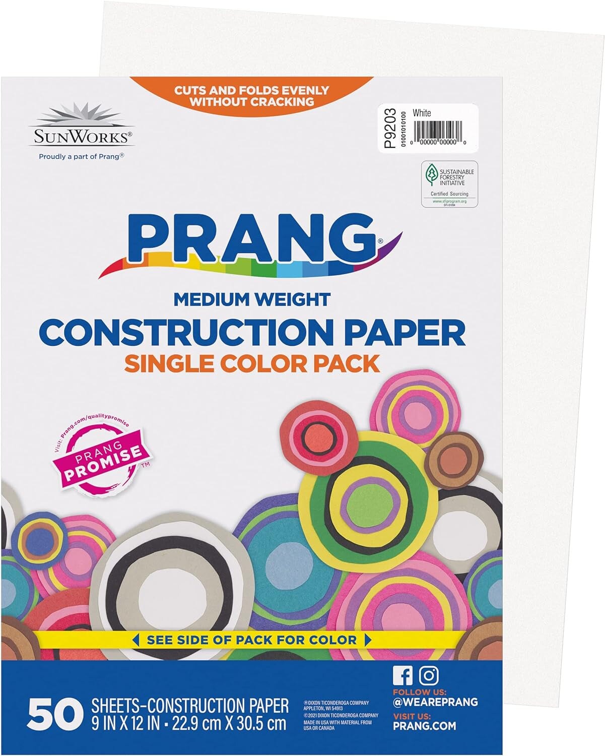 Prang (Formerly ) Construction Paper, White, 9&#x22; X 12&#x22;, 50 Sheets