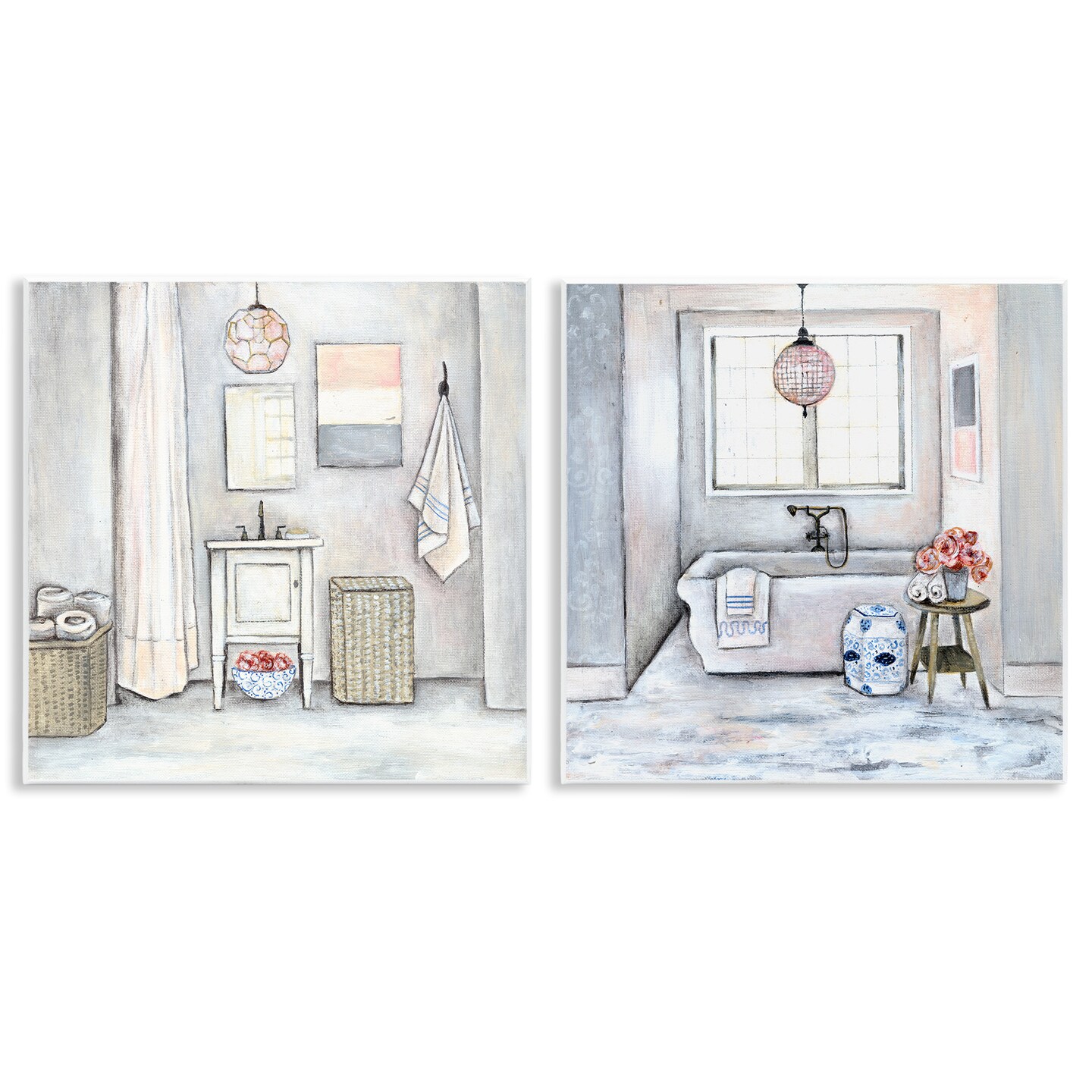 Stupell Industries Bathroom Interior Soft Cottage Design Wall Plaque Art