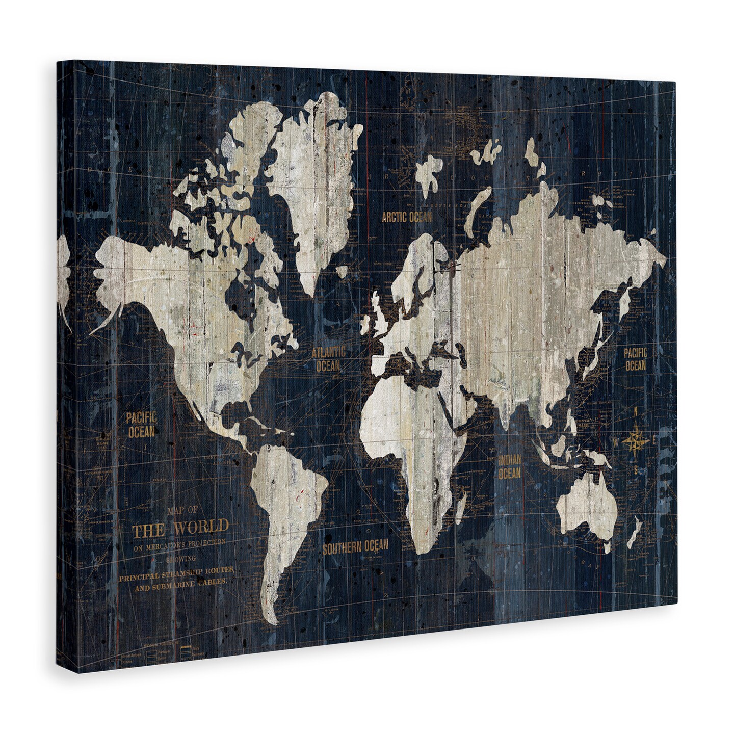 Stupell Industries Distressed Antique World Map Canvas Wall Art