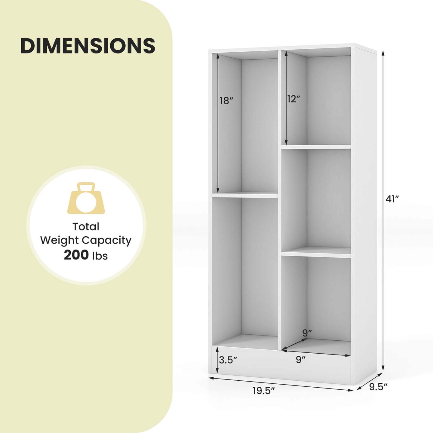 Costway 5-Cube Bookcase for Kids 41&#x22; Wooden Toy Storage Organizer for Kid&#x27;s Room White/Natural