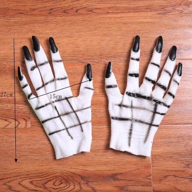 Women Halloween Horror Costume Party Prop Skull Skeleton Ghost Zombie Gloves