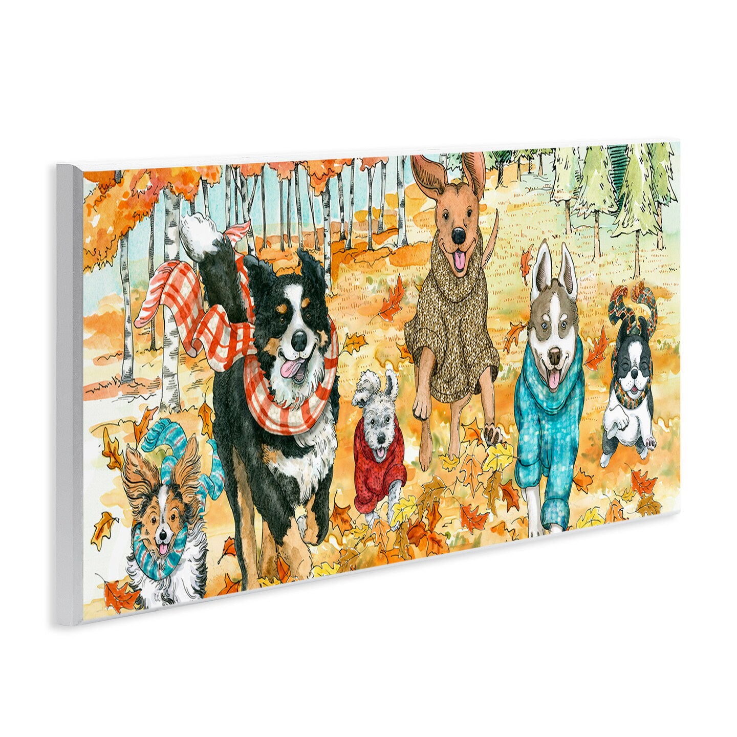 Stupell Industries Autumn Dog Park Animals Running Wall Plaque Art
