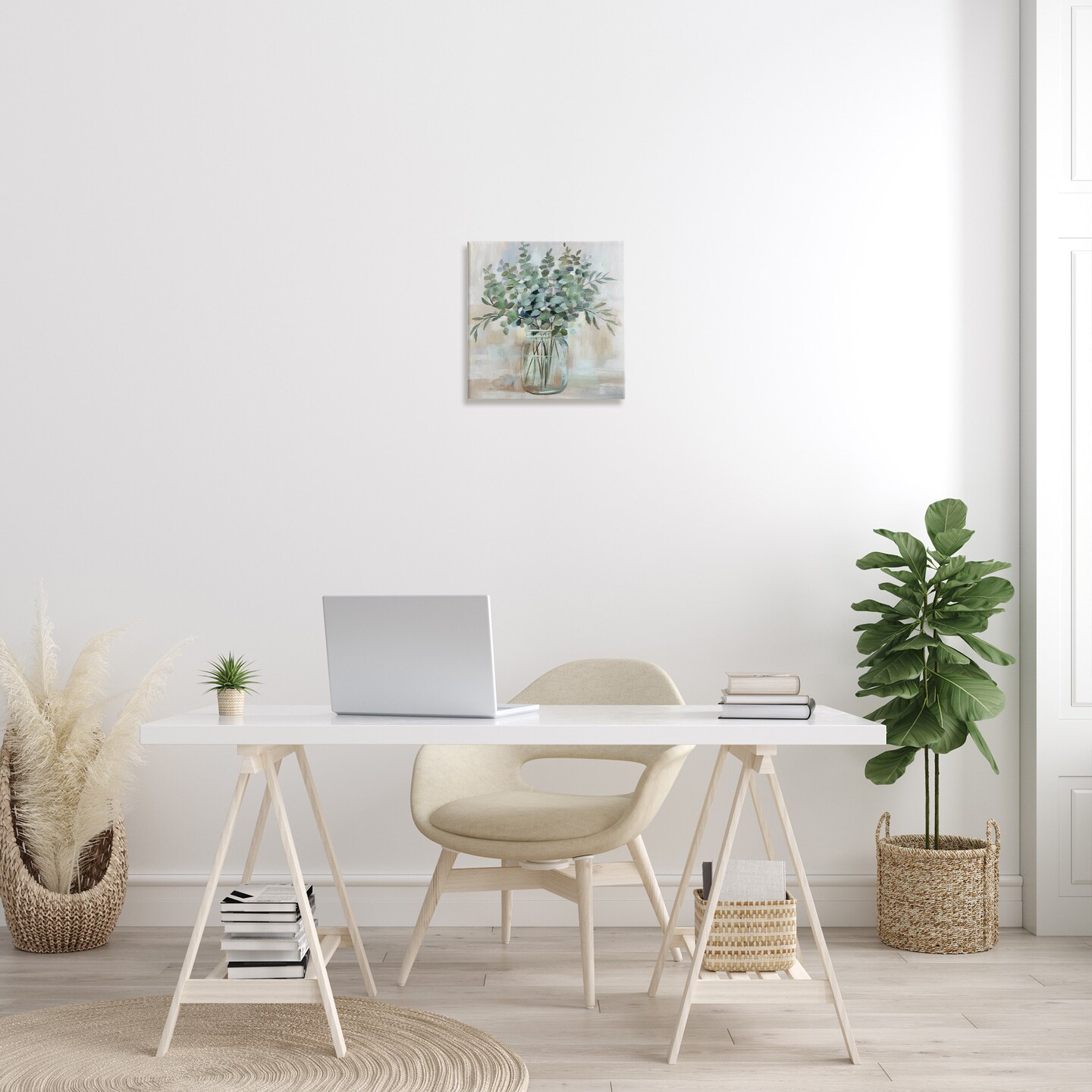 Stupell Industries Soothing Eucalyptus Flower Jar Canvas Wall Art