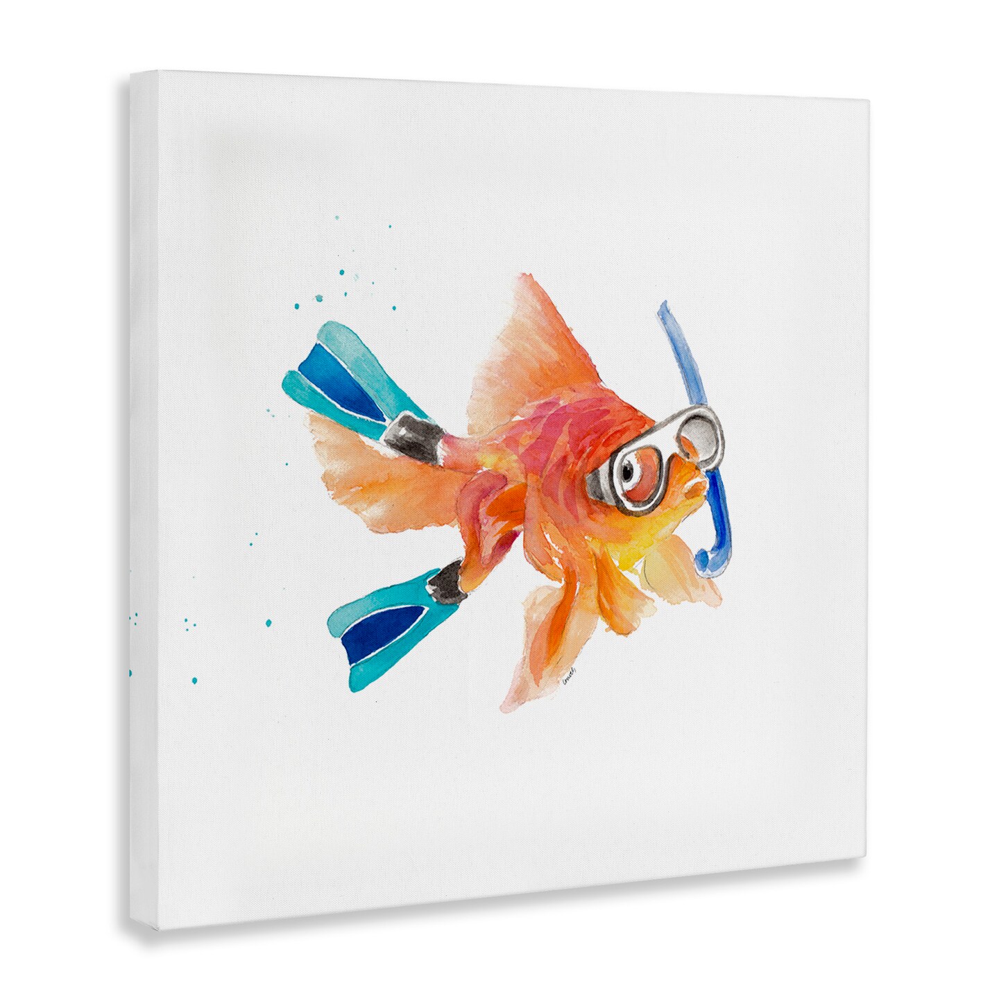 Stupell Industries Goldfish Pet Snorkel Gear Canvas Wall Art