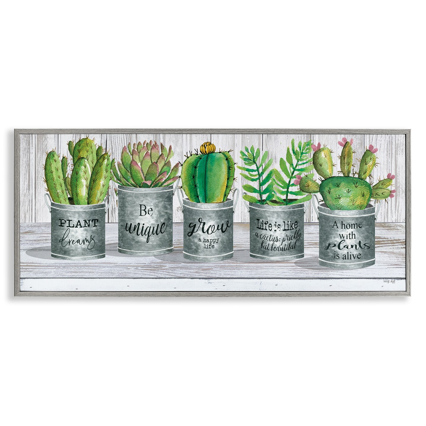 Stupell Industries Succulents with Plant Life Puns Framed Giclee Art
