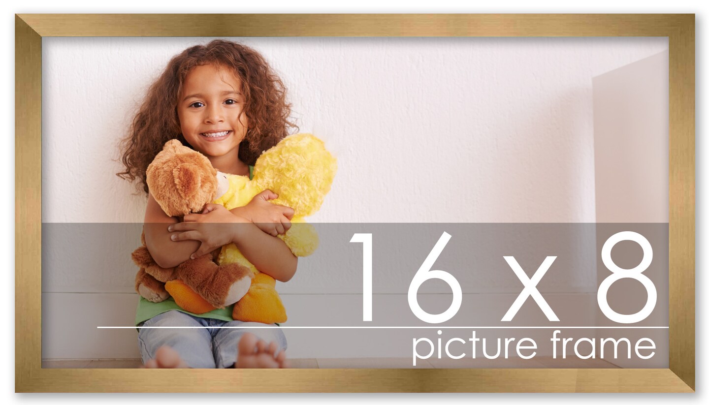 16x8 Gold Bronze Wood Picture Frame - UV Acrylic, Foam Board Backing, Hanging Hardware
