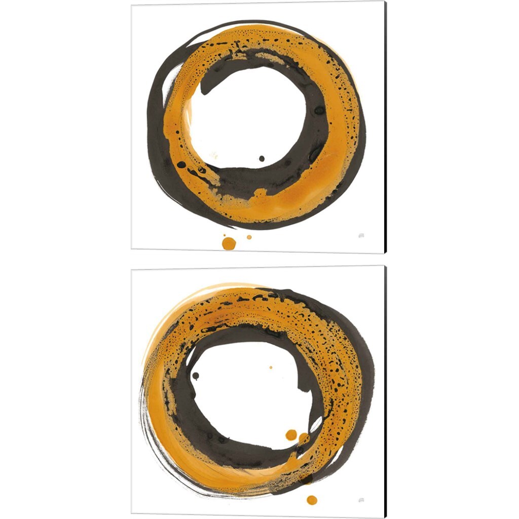 Amber Enso by Chris Paschke 14" x 14" Canvas Wall Art (Set of 2)