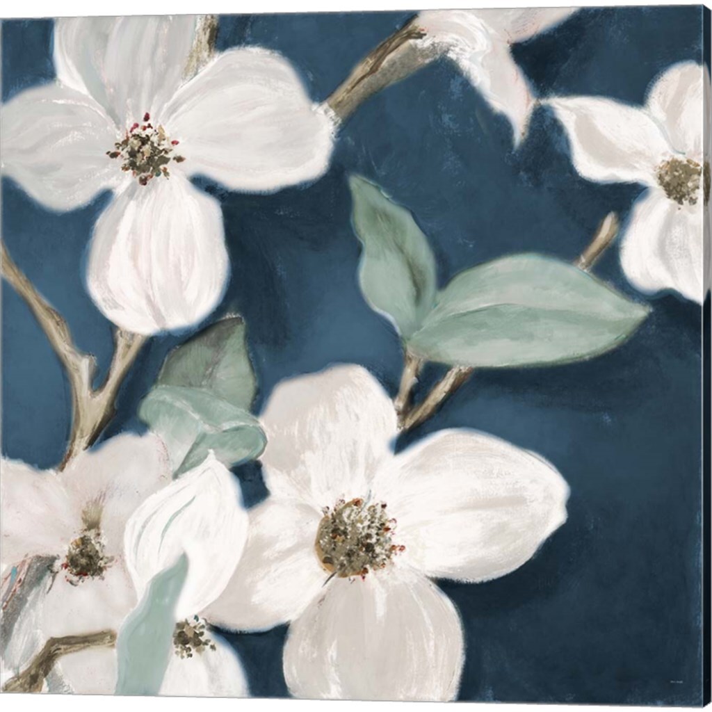 Bella Fiori on Navy by Lanie Loreth 14" x 14" Canvas Wall Art (Set of 2)