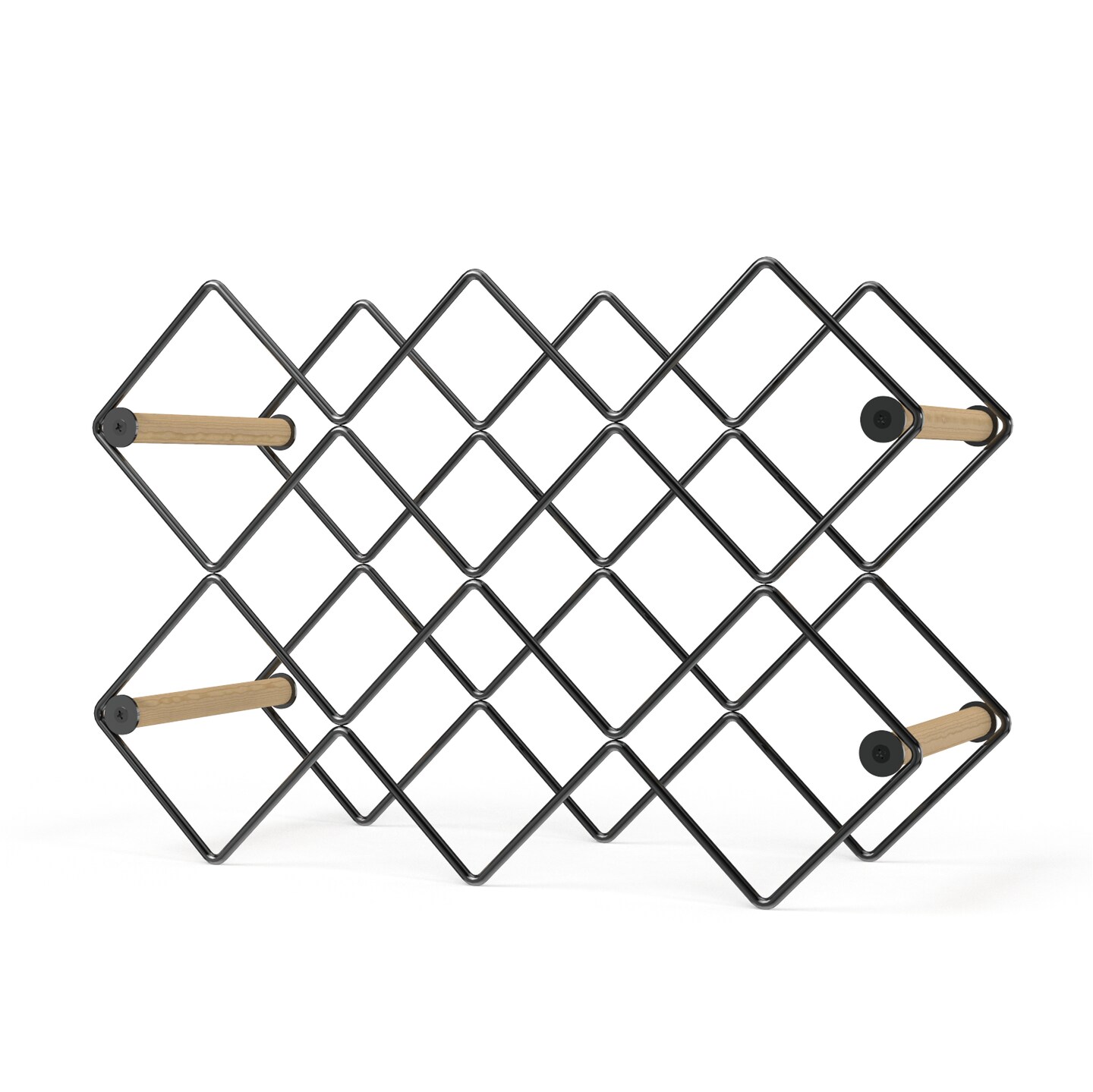 Mango Steam Modern Geometric 10-Bottle Wood & Metal Wine Rack