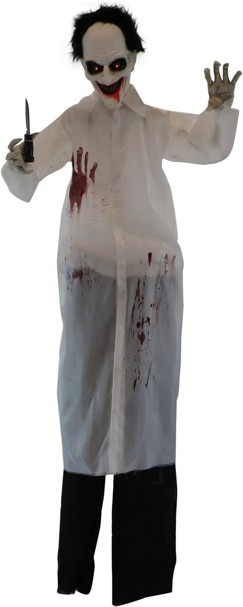 Life-Size Scary Animatronic Doctor with Touch Activated Lights and Sounds, Indoor or Covered Outdoor Spooky Halloween Decorations for Home or Haunted House, Battery-Operated