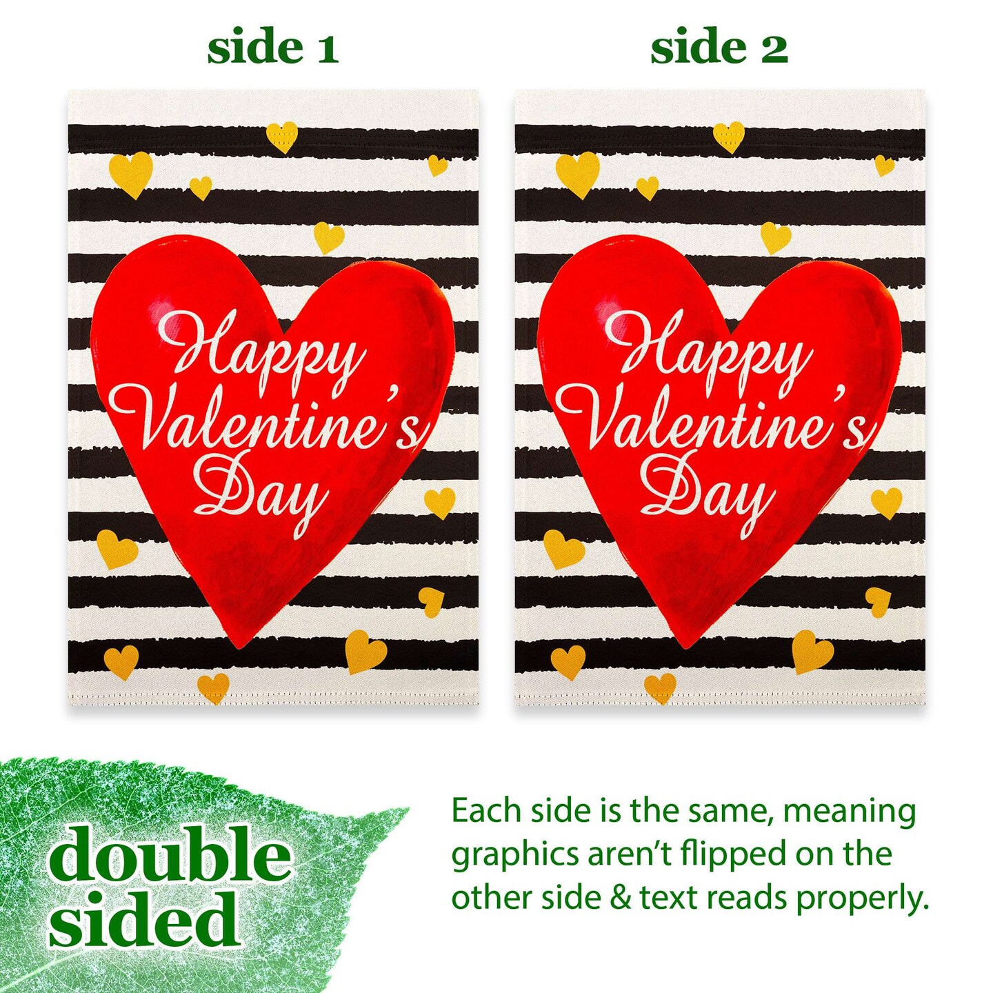 G128 Happy Valentine's Day Striped Heart Garden Flag 12x18 In Double Sided Valentine's Day Yard Garden Lawn Decoration